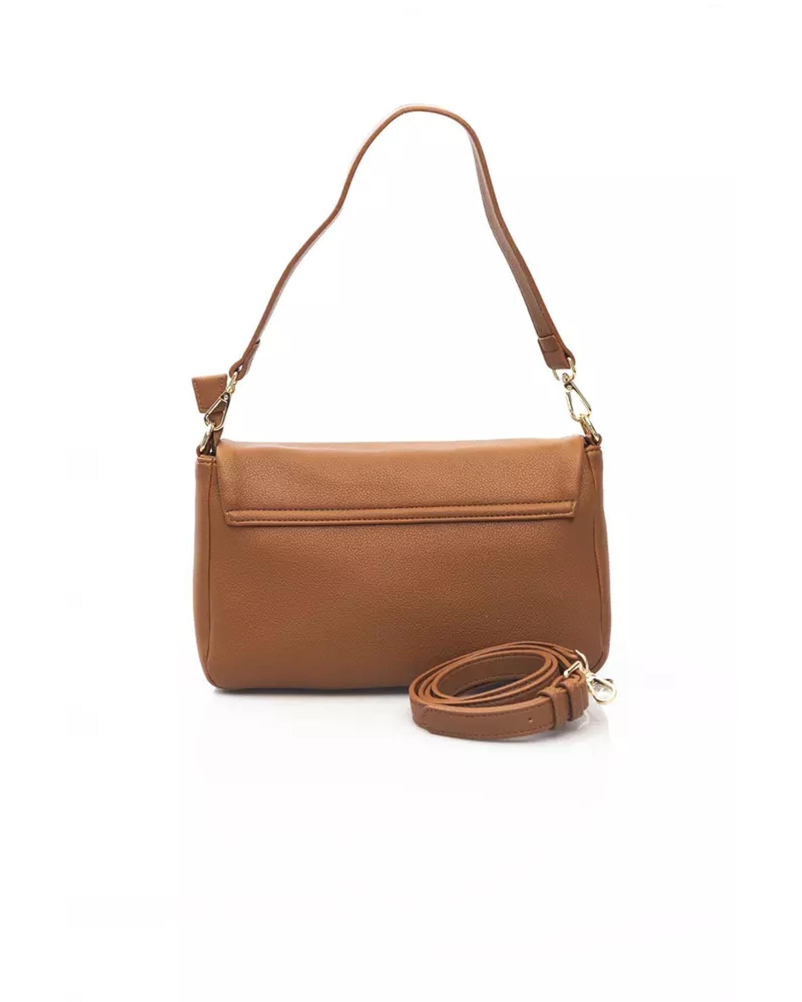 Flap Closure Shoulder Bag with Internal Compartments and Golden Details One Size Women