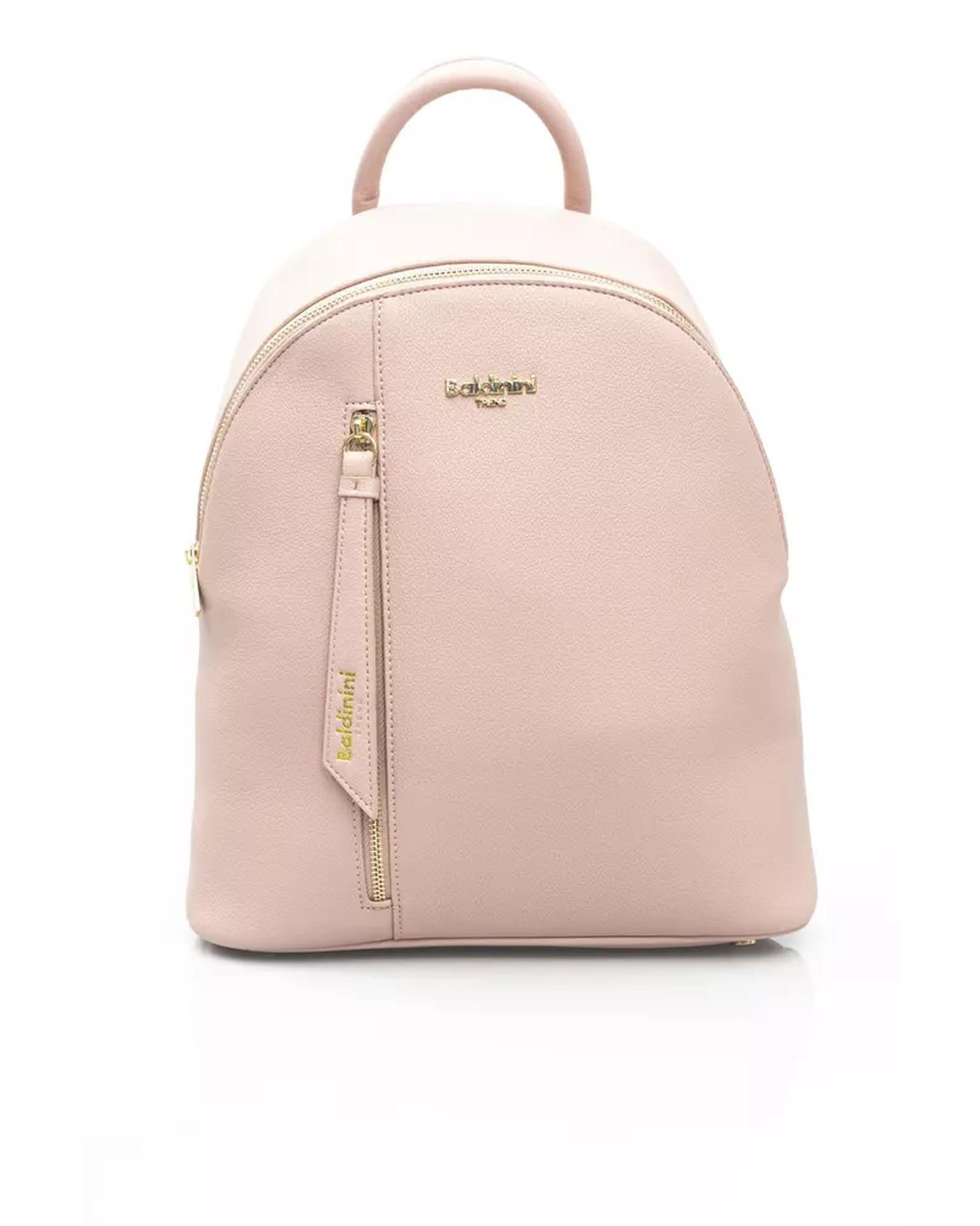 Golden Logo Backpack with Zip Closure and Adjustable Straps One Size Women