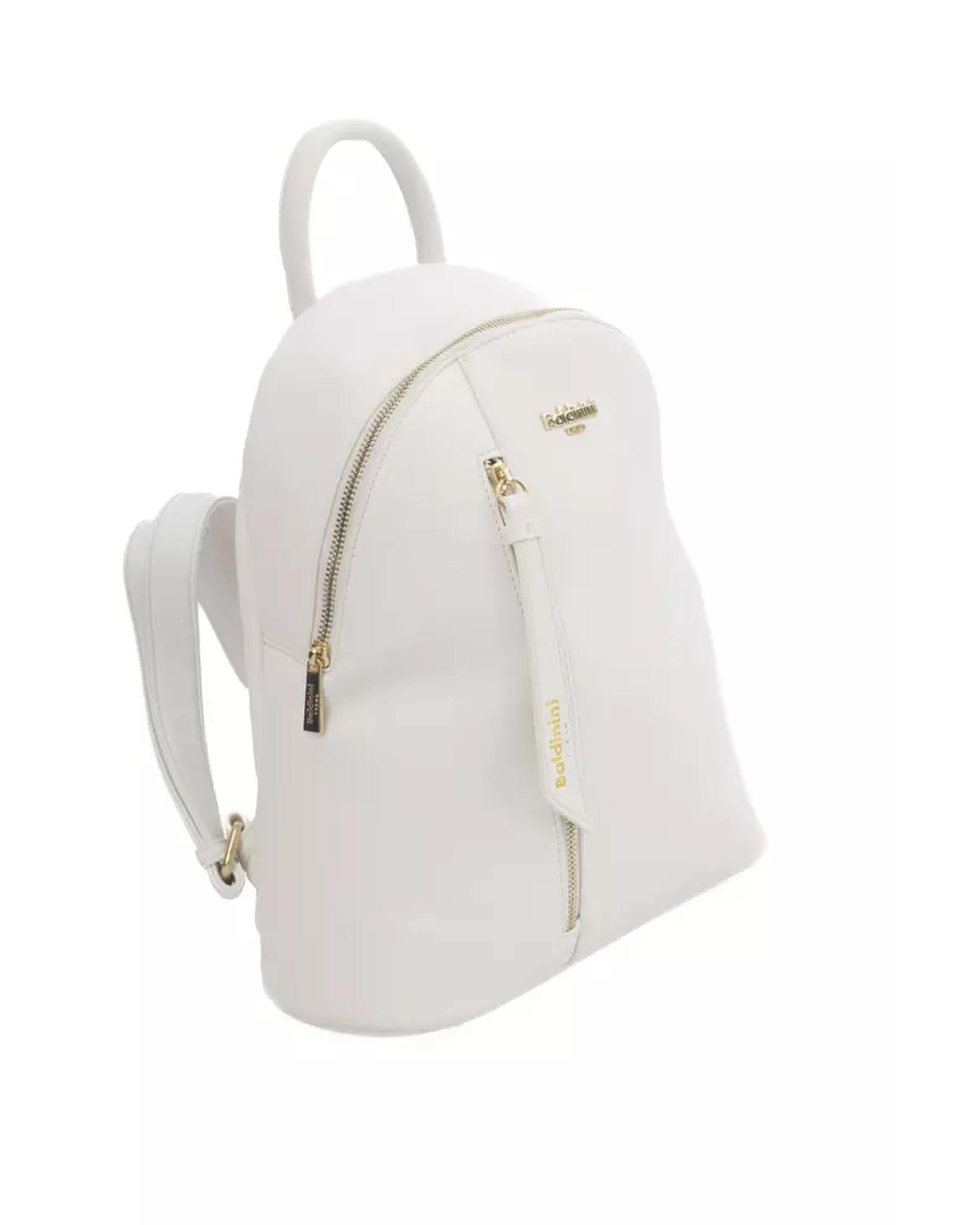 Golden Logo Zip Closure Backpack with Adjustable Straps One Size Women