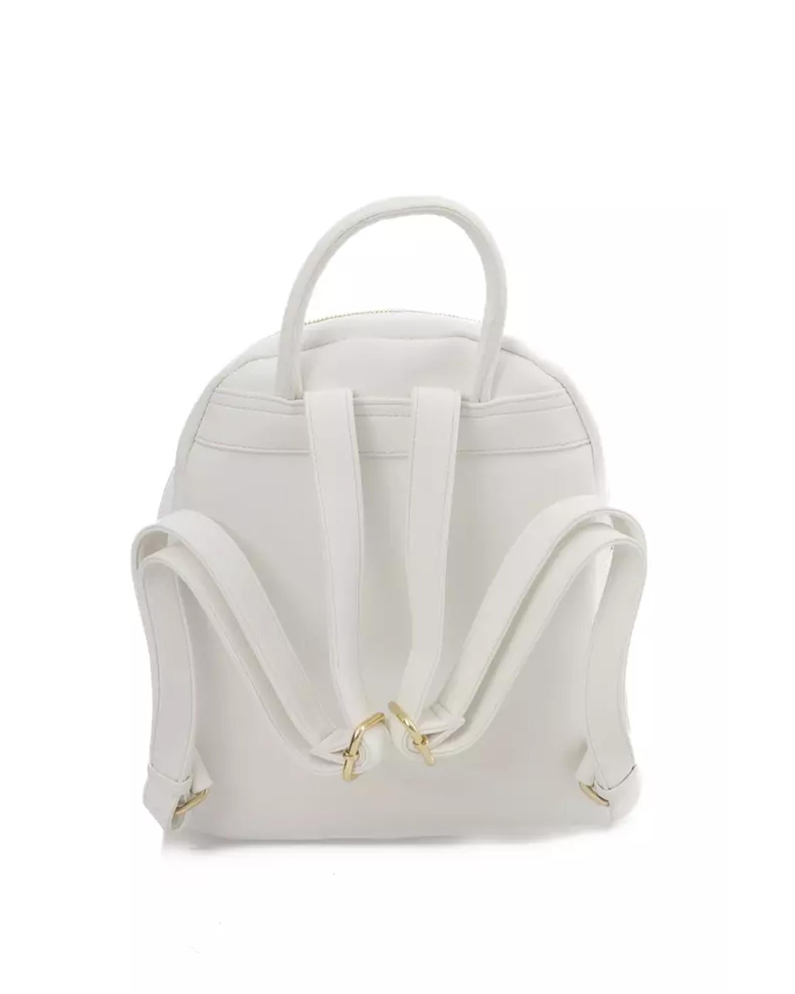 Golden Logo Zip Closure Backpack with Adjustable Straps One Size Women