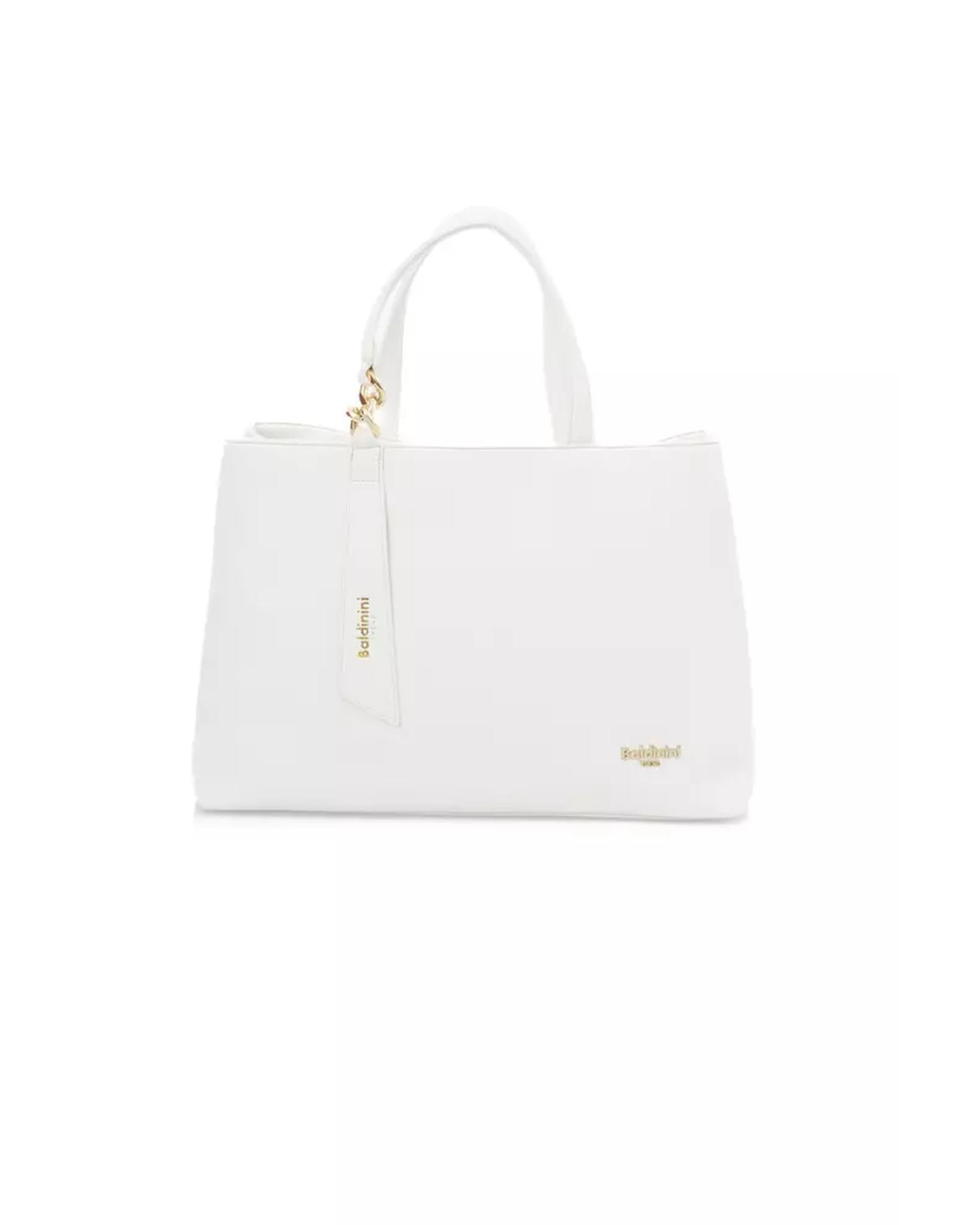 Golden Logo-Accented Shoulder Bag with Zip Closure and Internal Compartments One Size Women