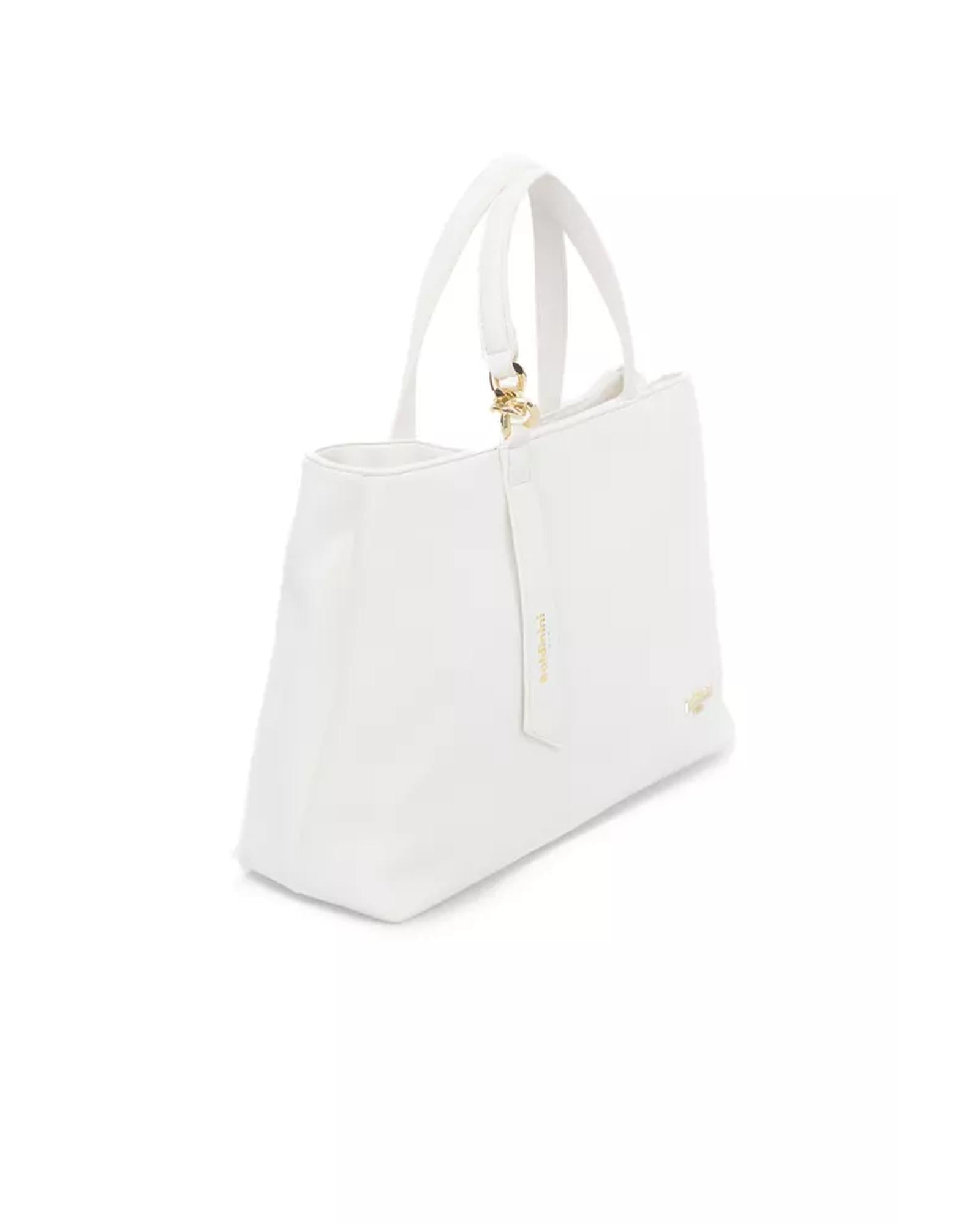 Golden Logo-Accented Shoulder Bag with Zip Closure and Internal Compartments One Size Women