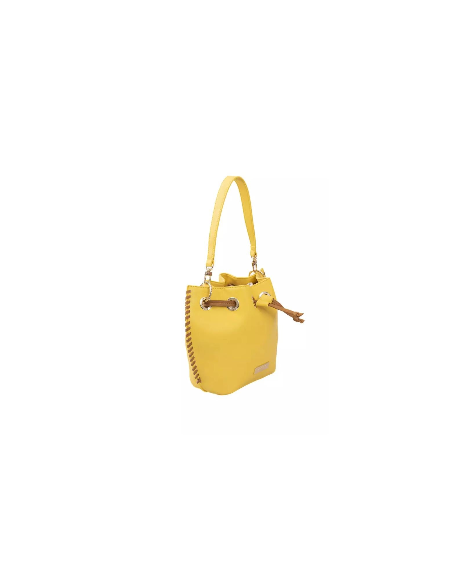 Golden Logoed Shoulder Bag with Drawstring Closure and Internal Compartments One Size Women