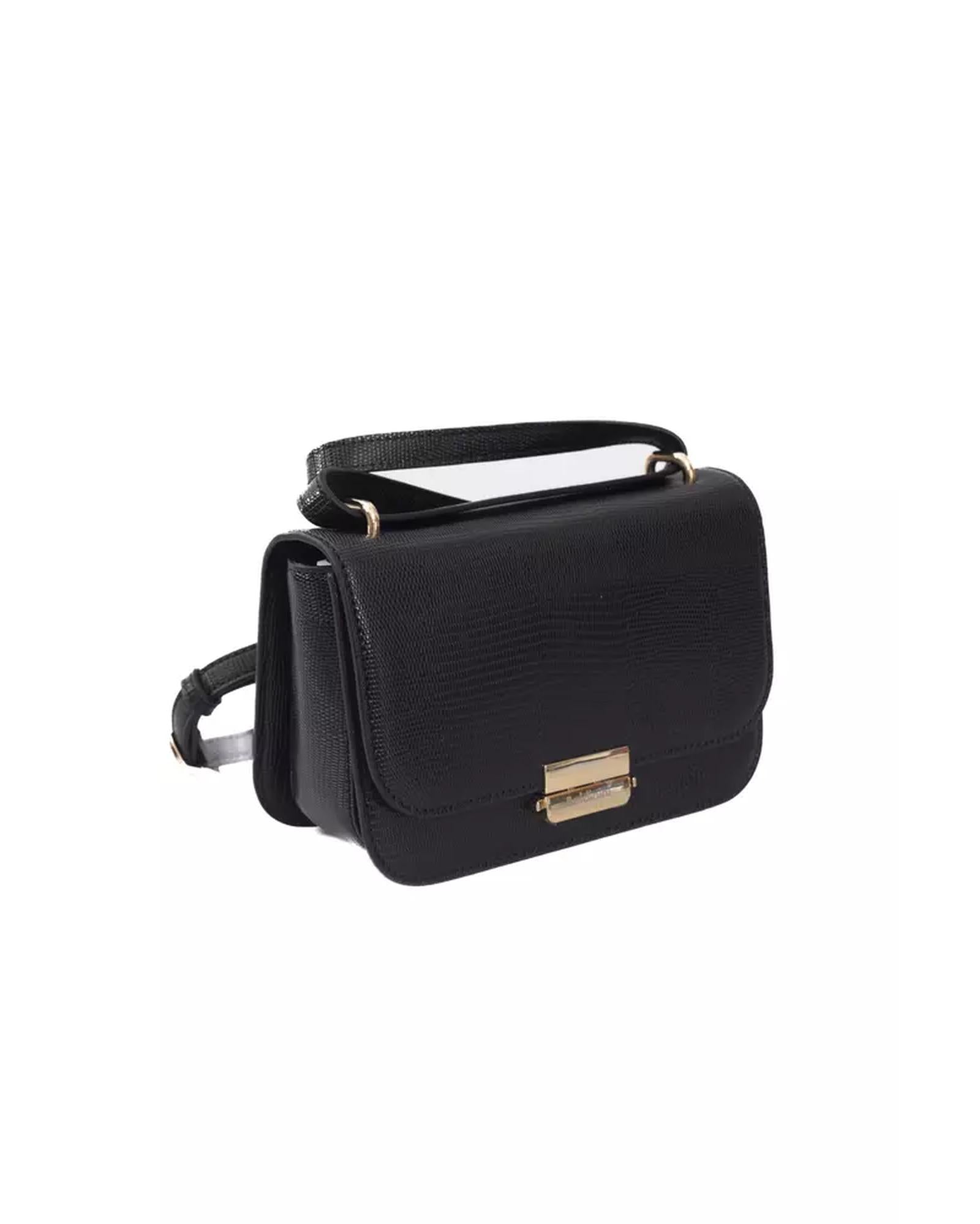 Golden Logoed Shoulder Bag with Internal Compartments and Front Logo One Size Women