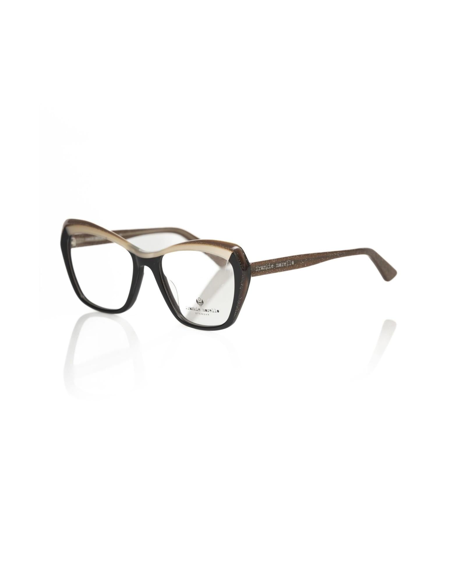 Glittered Cat Eye Eyeglasses with Black and Cream Frame One Size Women
