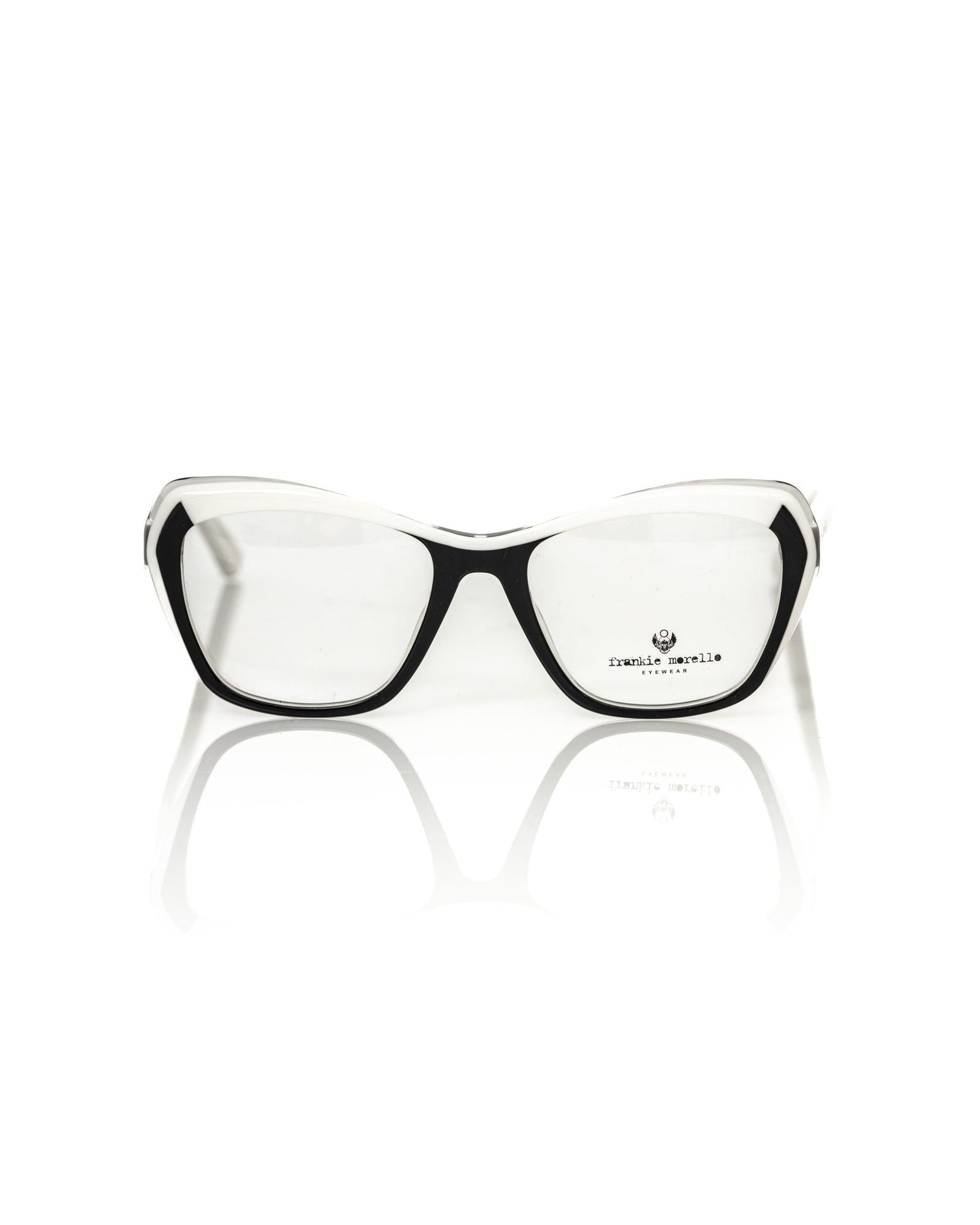 Cat Eye Eyeglasses with Black Frame and White/Transparent Profile &amp; Temples One Size Women