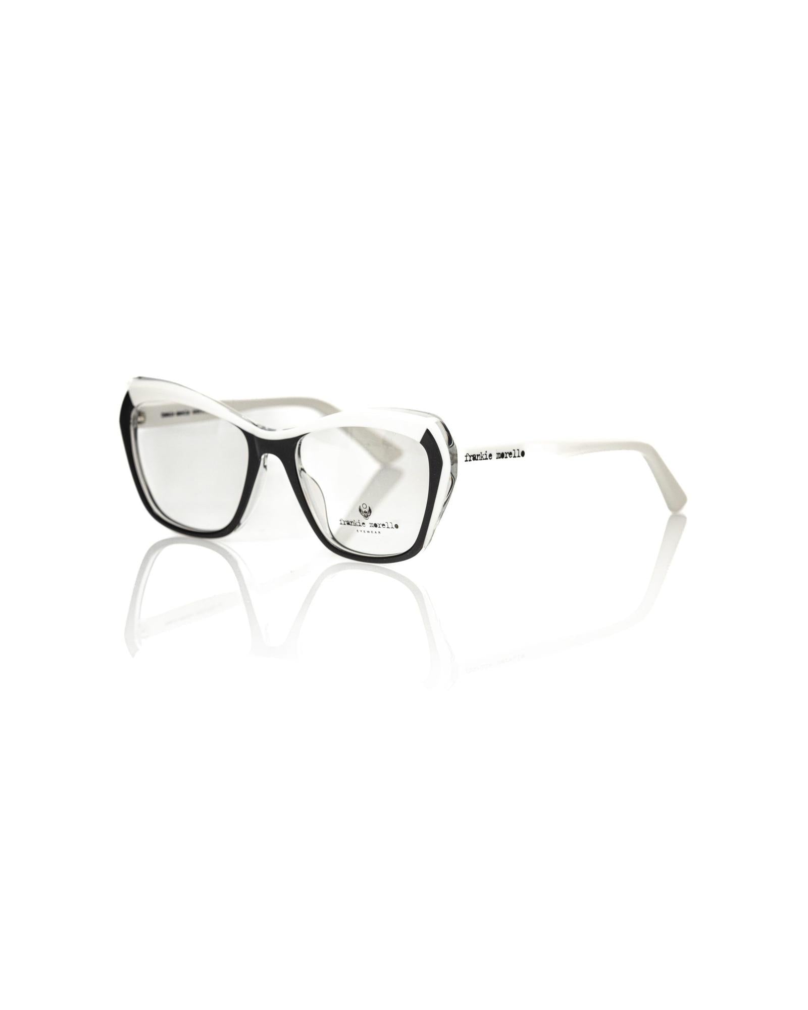 Cat Eye Eyeglasses with Black Frame and White/Transparent Profile &amp; Temples One Size Women