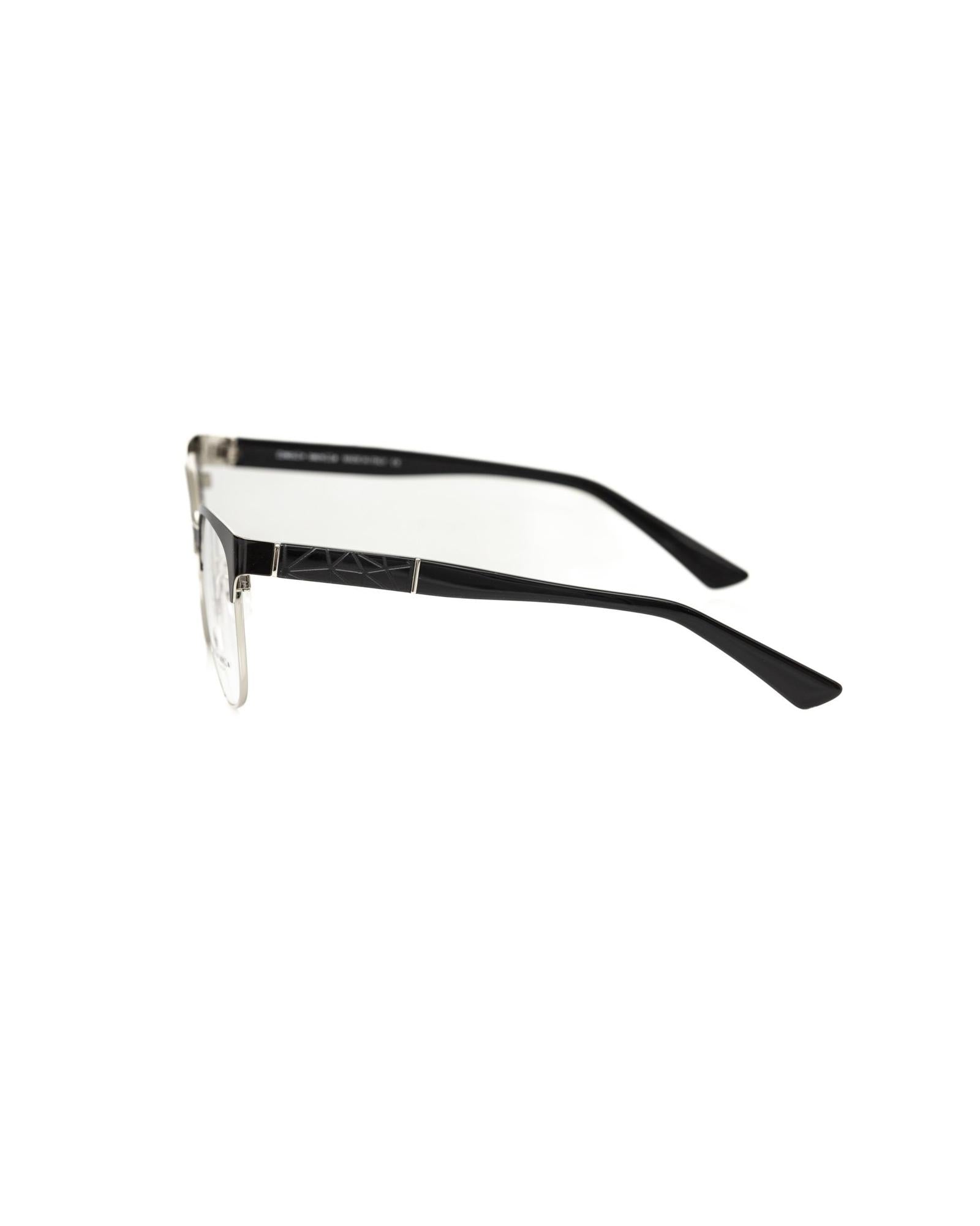 Clubmaster Style Eyeglasses with Black Geometric Pattern One Size Women