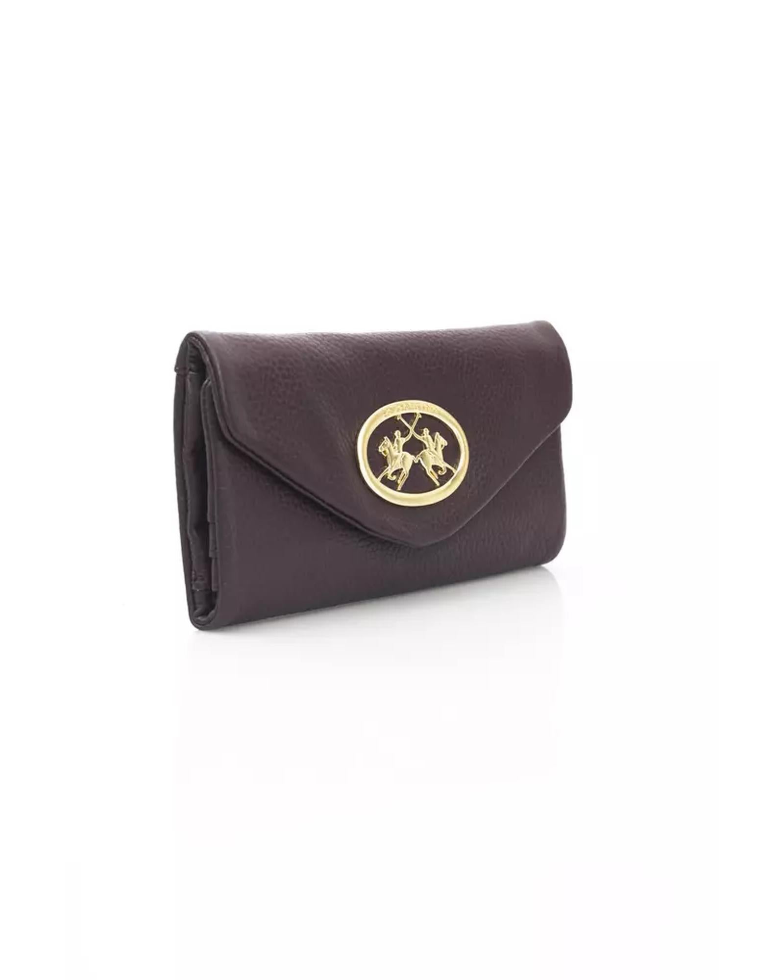 Leather Flap Wallet with Magnetic Closure and Internal Compartments One Size Women