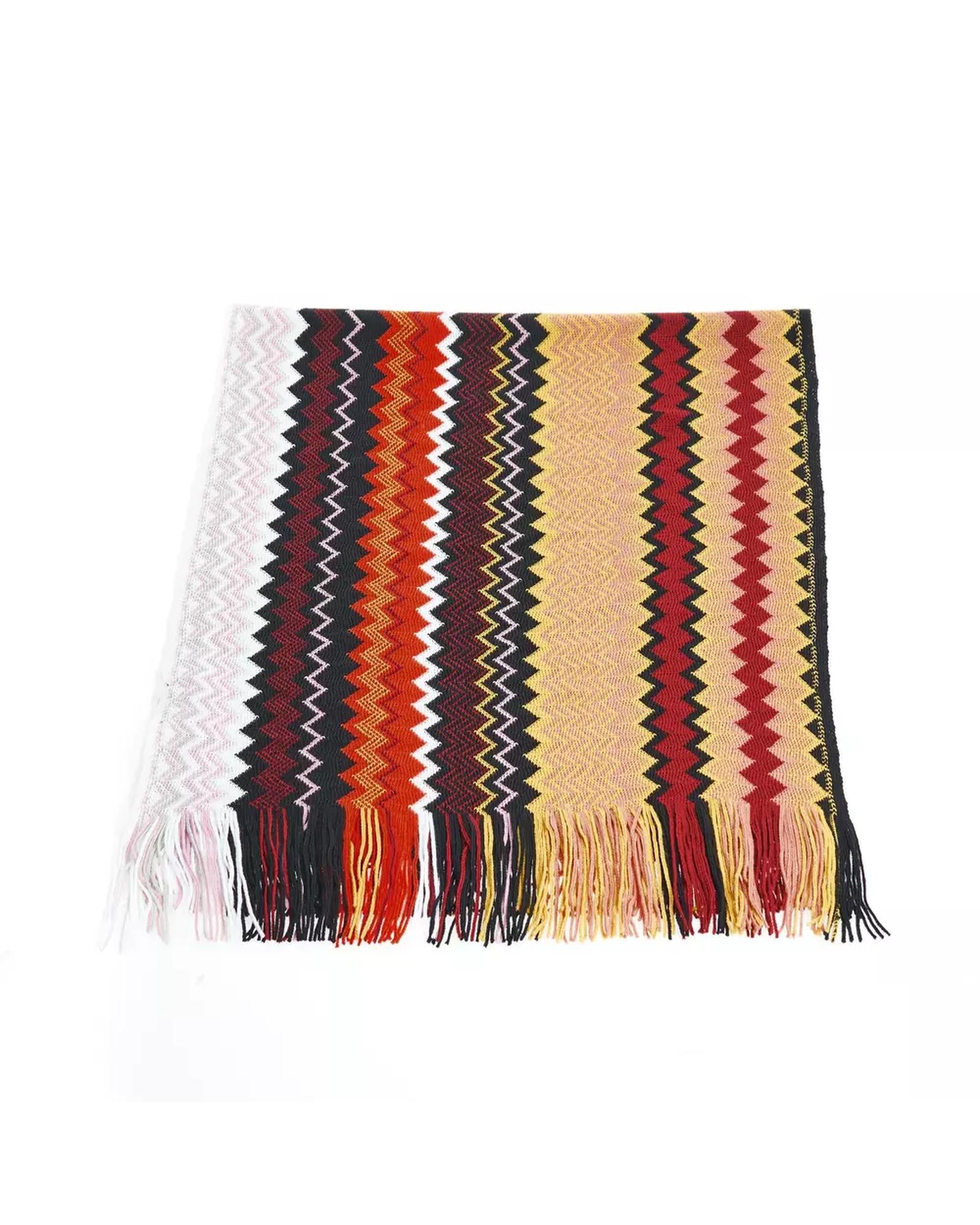 Geometric Pattern Fringed Scarf with Vibrant Colors One Size Women