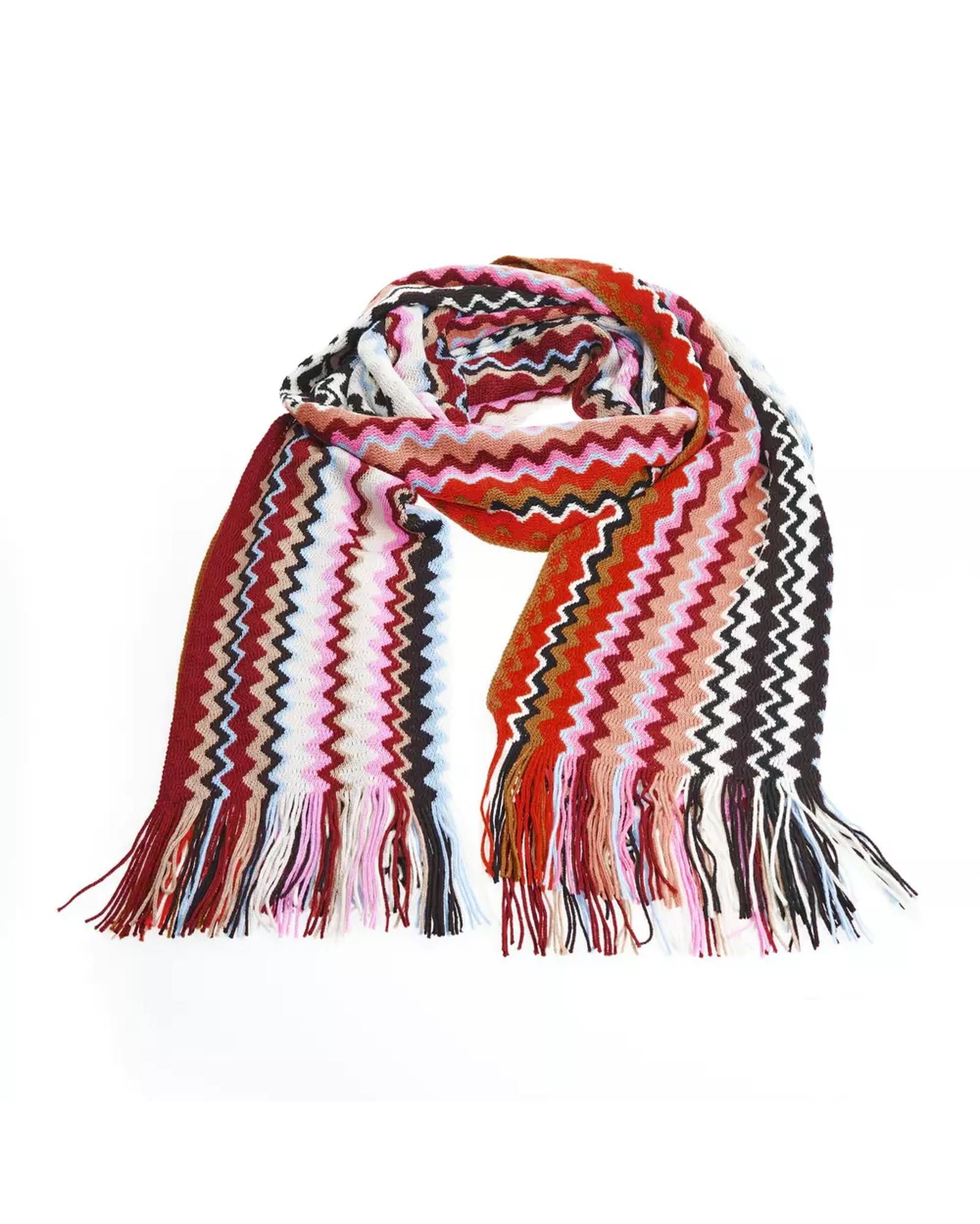 Geometric Pattern Fringed Scarf One Size Women