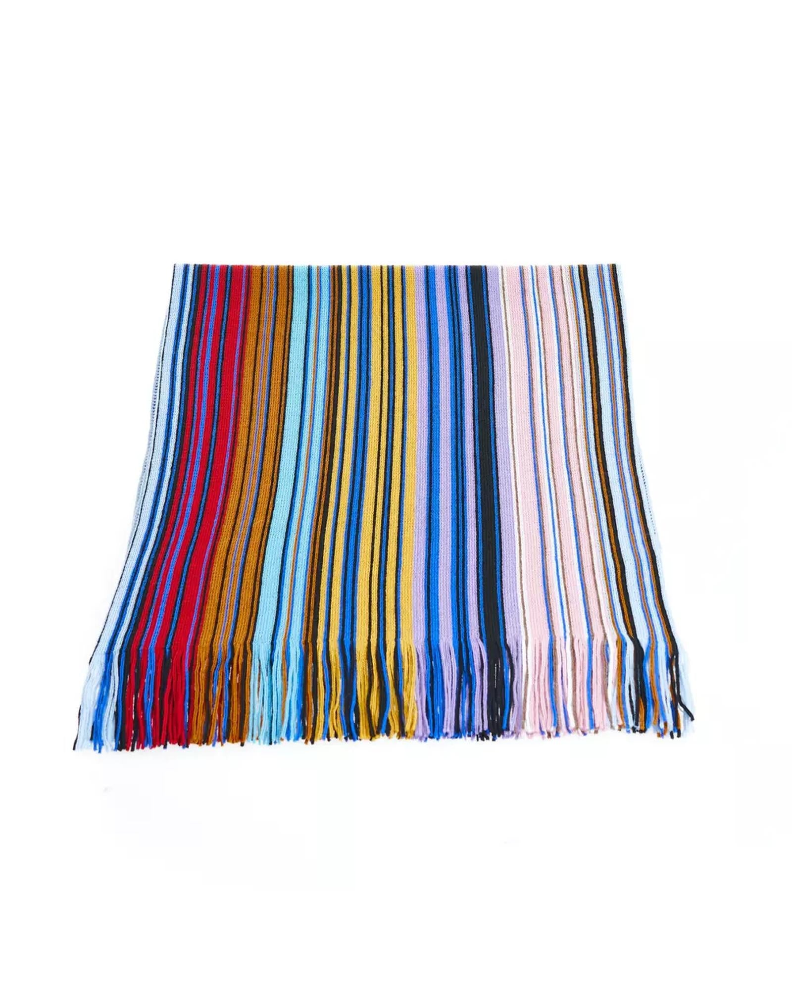 Geometric Pattern Fringed Scarf in Bright Colors One Size Women