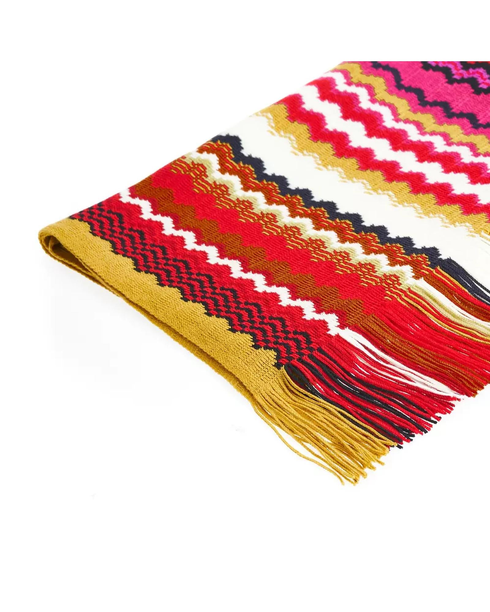 Geometric Patterned Fringed Scarf One Size Women