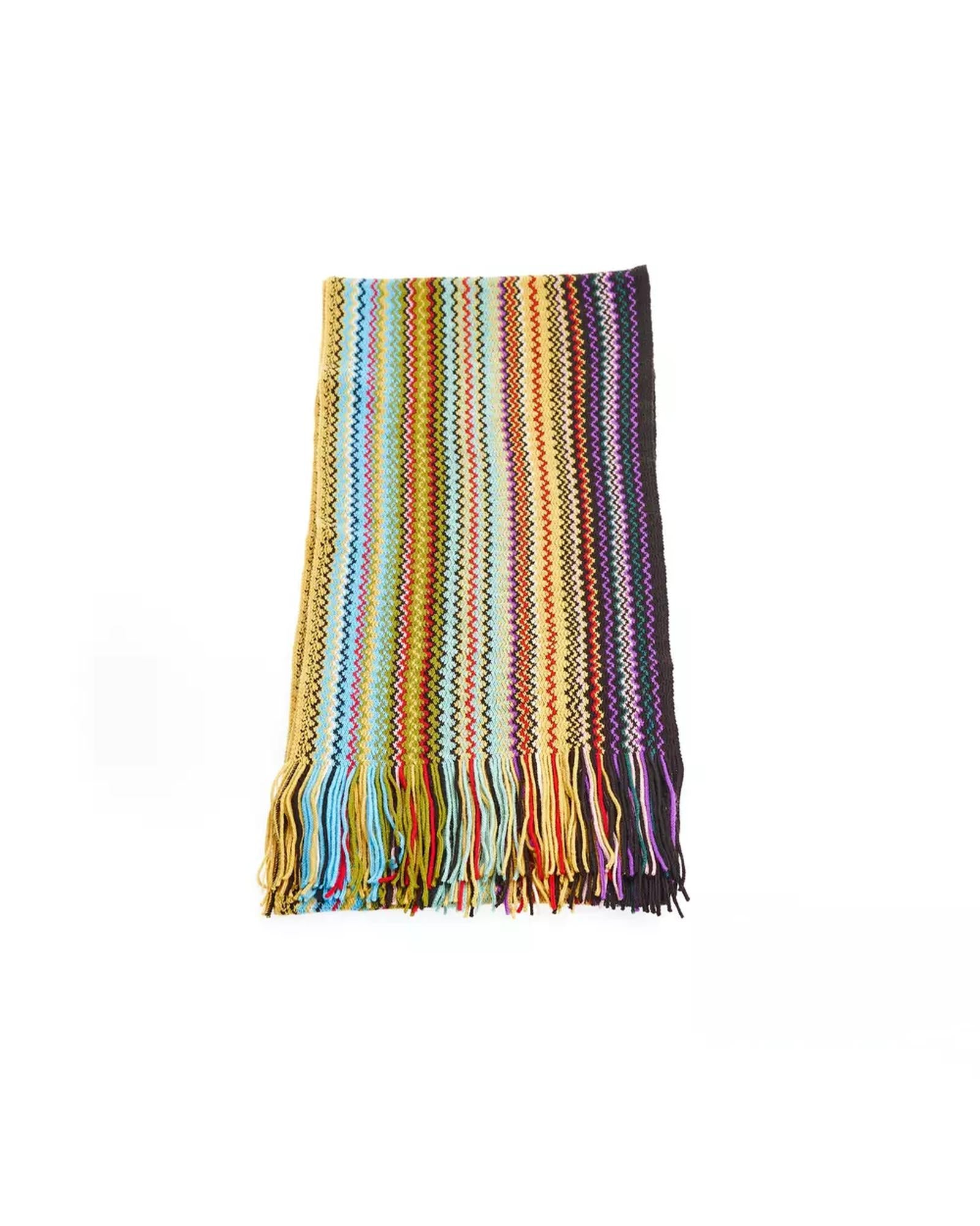 Geometric Fringed Scarf with Vibrant Colors One Size Women