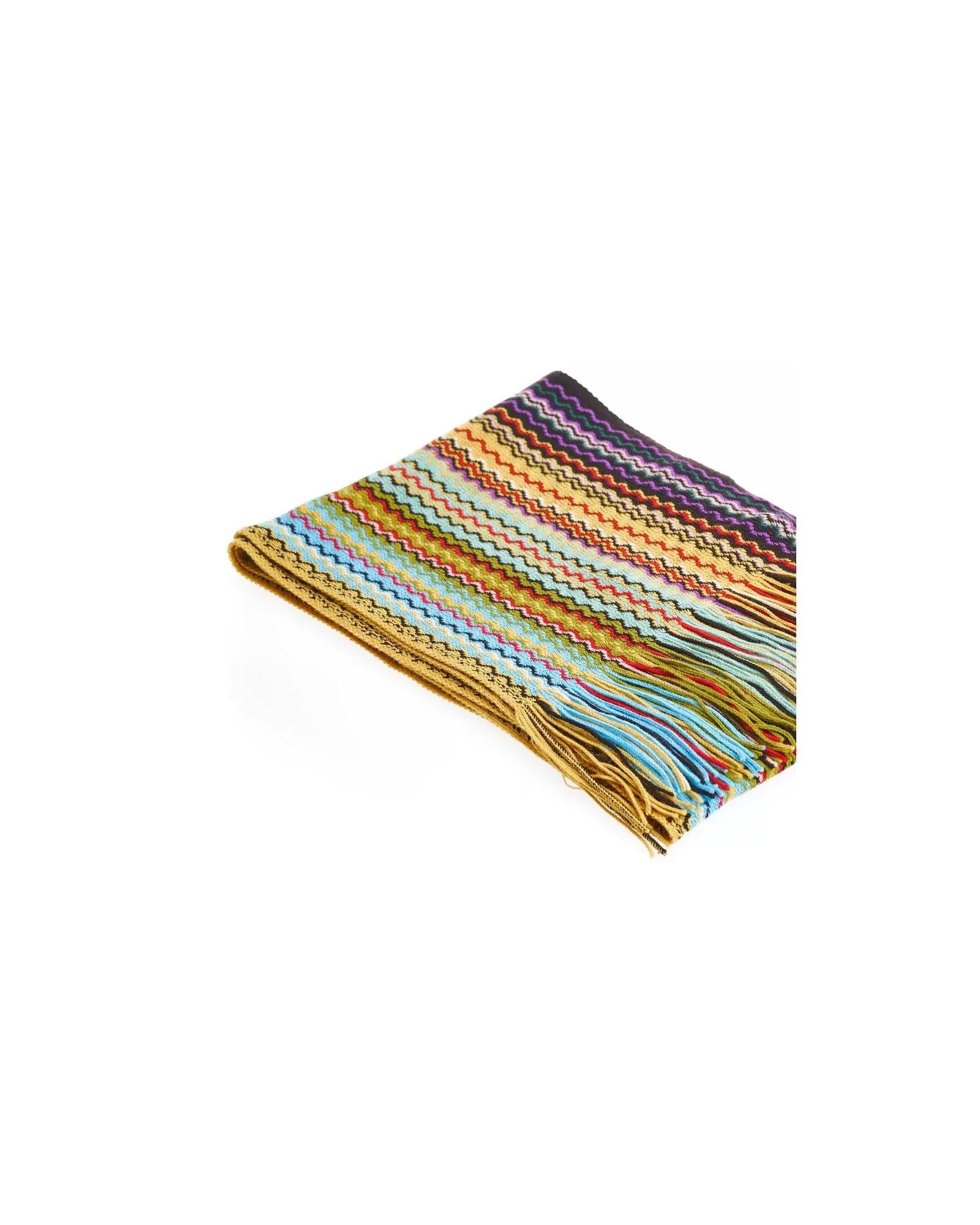 Geometric Fringed Scarf with Vibrant Colors One Size Women