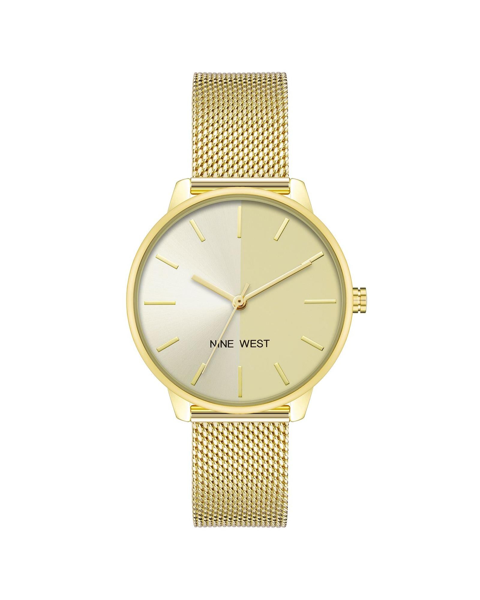 Gold Analog Bangle Watch with Dual Time Functions One Size Women