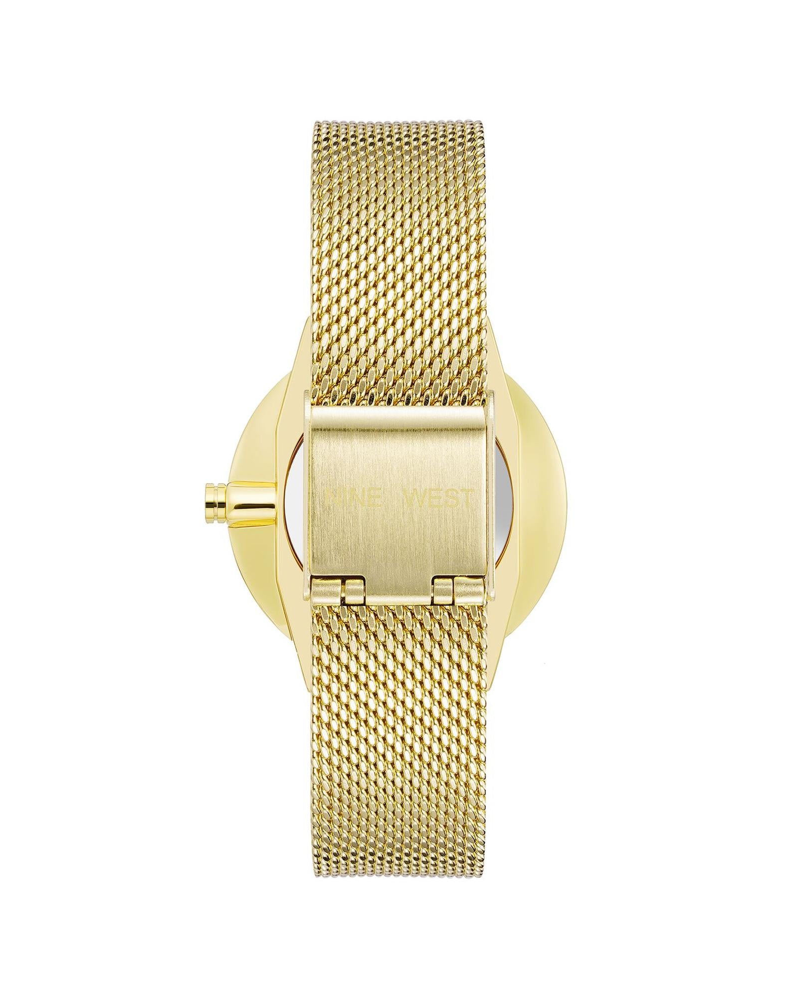 Gold Analog Bangle Watch with Dual Time Functions One Size Women