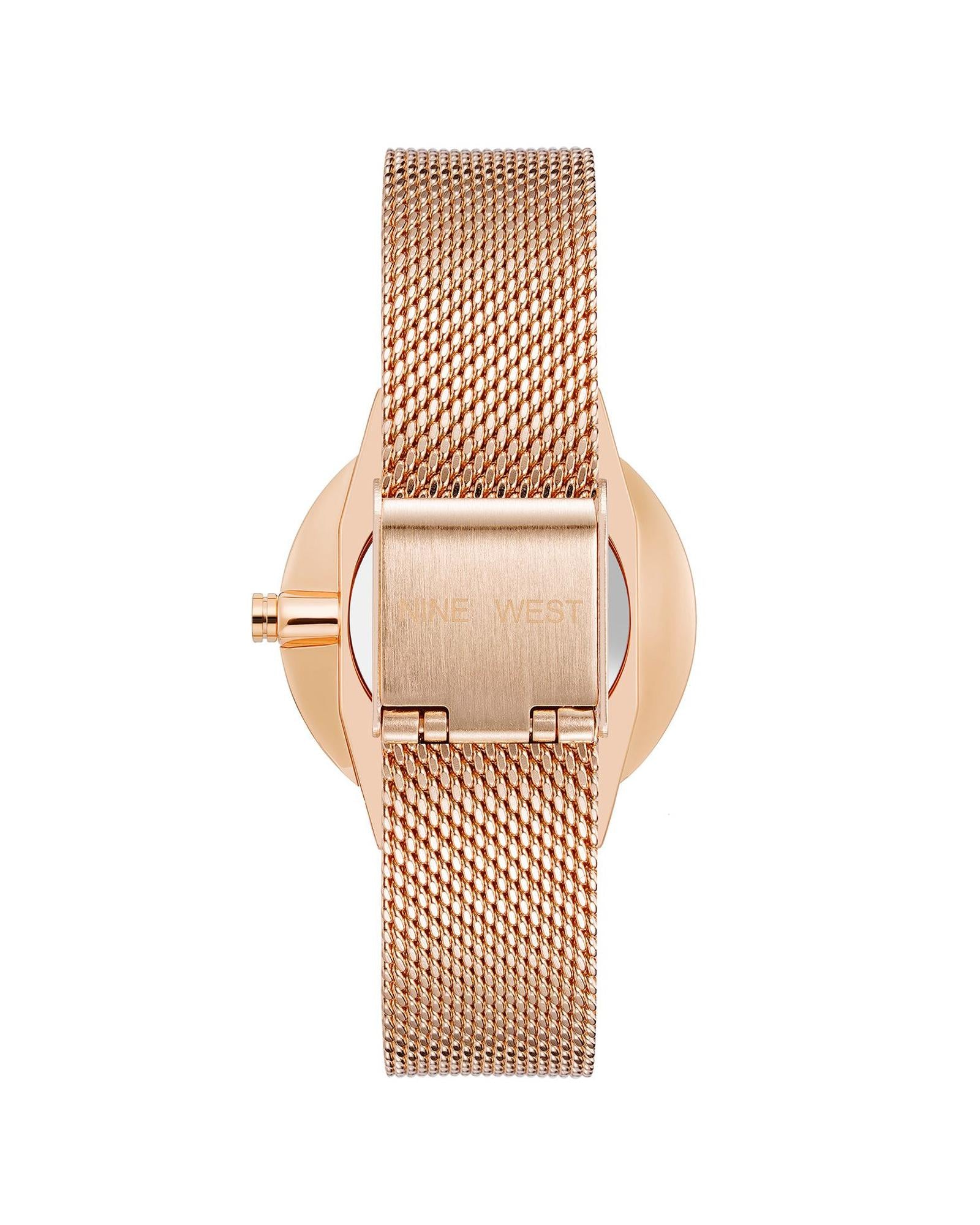 Rose Gold Stainless Steel Mesh Bangle Watch One Size Women