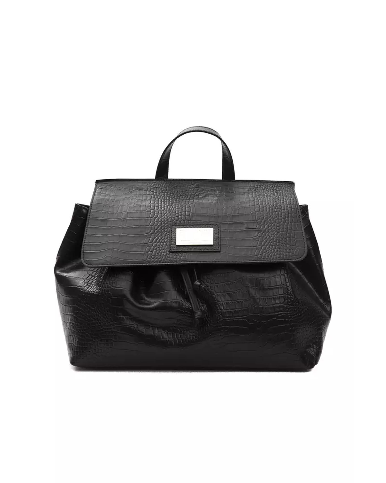 Convertible Crocodile-print Leather Handbag/Backpack One Size Women