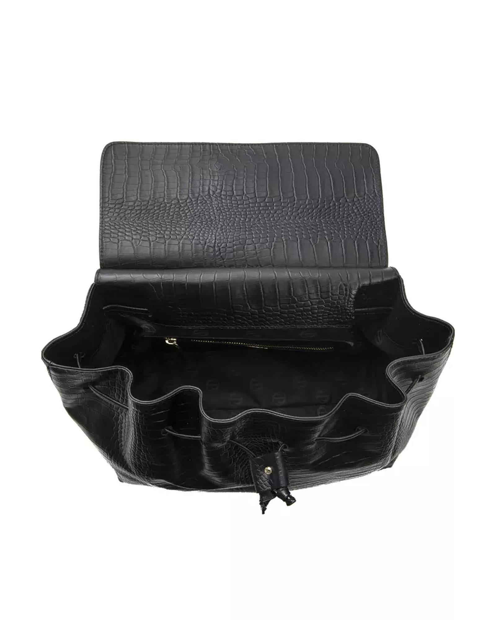 Convertible Crocodile-print Leather Handbag/Backpack One Size Women
