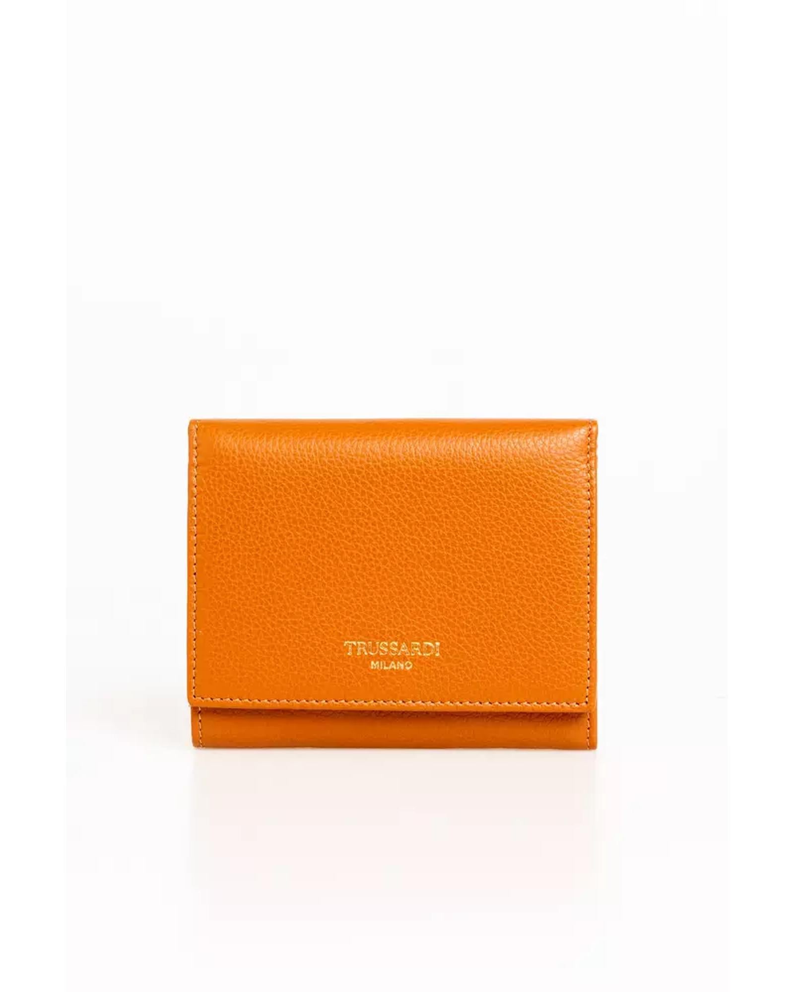Embossed Logo Leather Flap Mini Wallet with Card Holder One Size Women