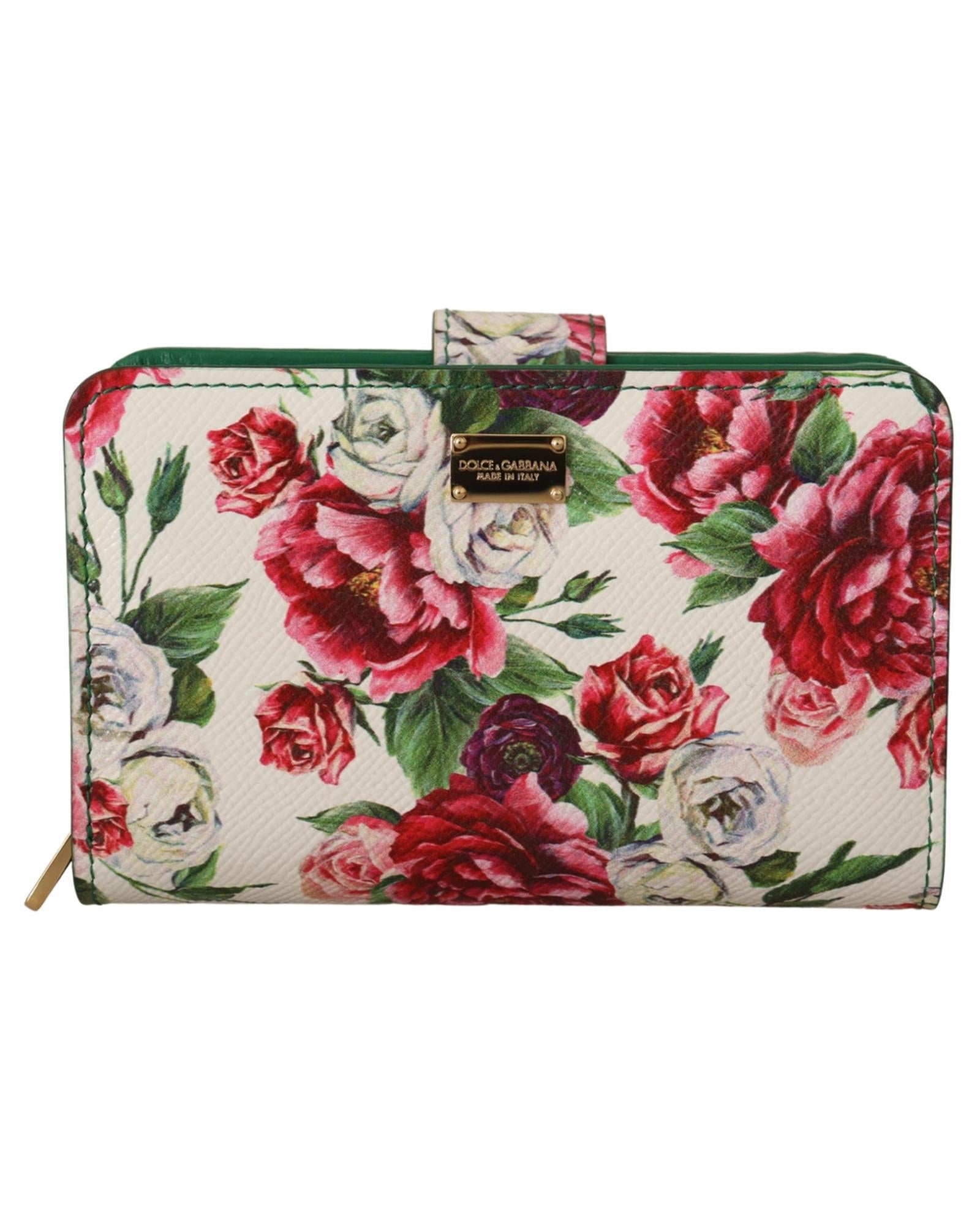 Floral Print Bifold Continental Wallet with Zipper Closure One Size Women
