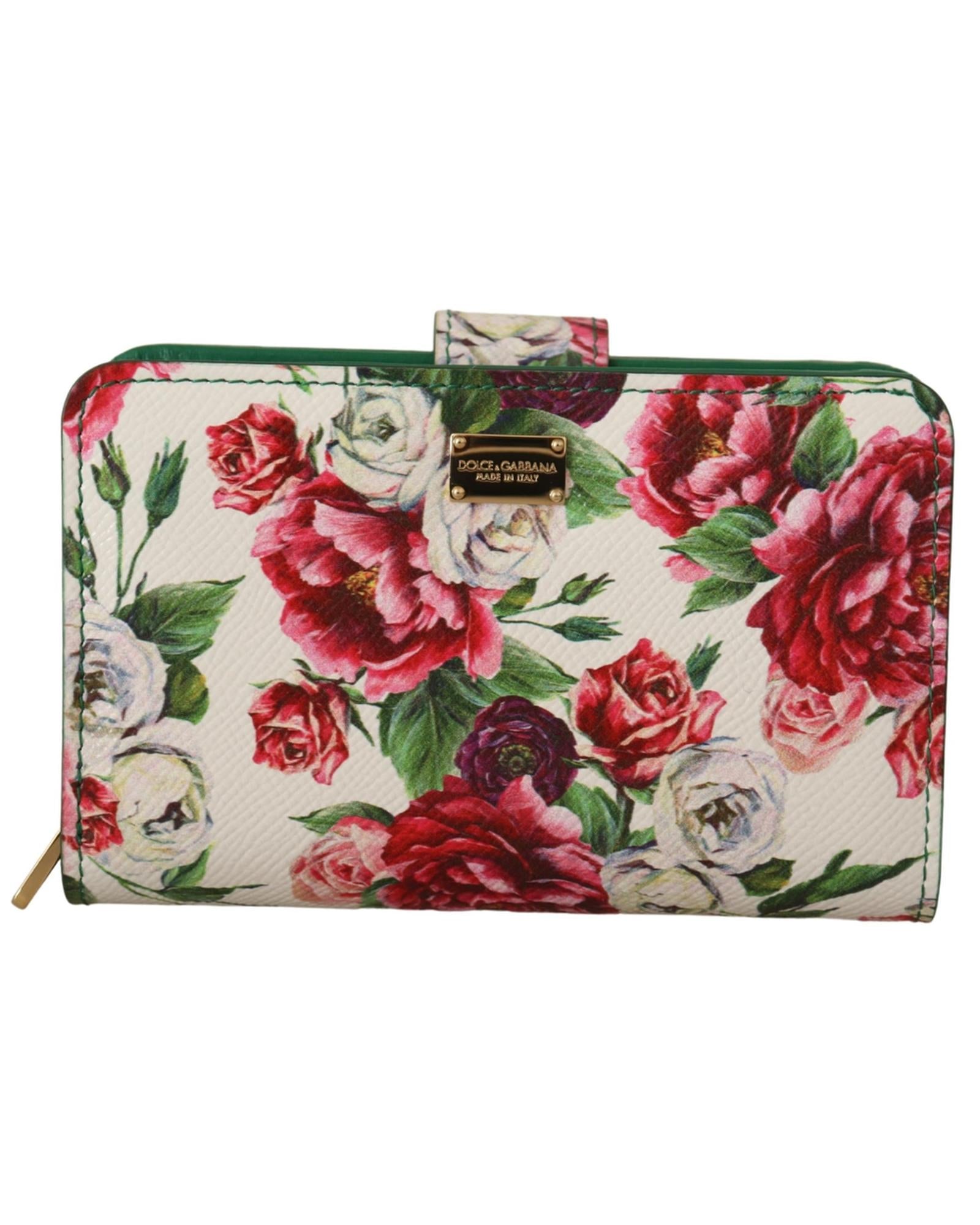 Floral Print Bifold Continental Wallet with Zipper Closure One Size Women