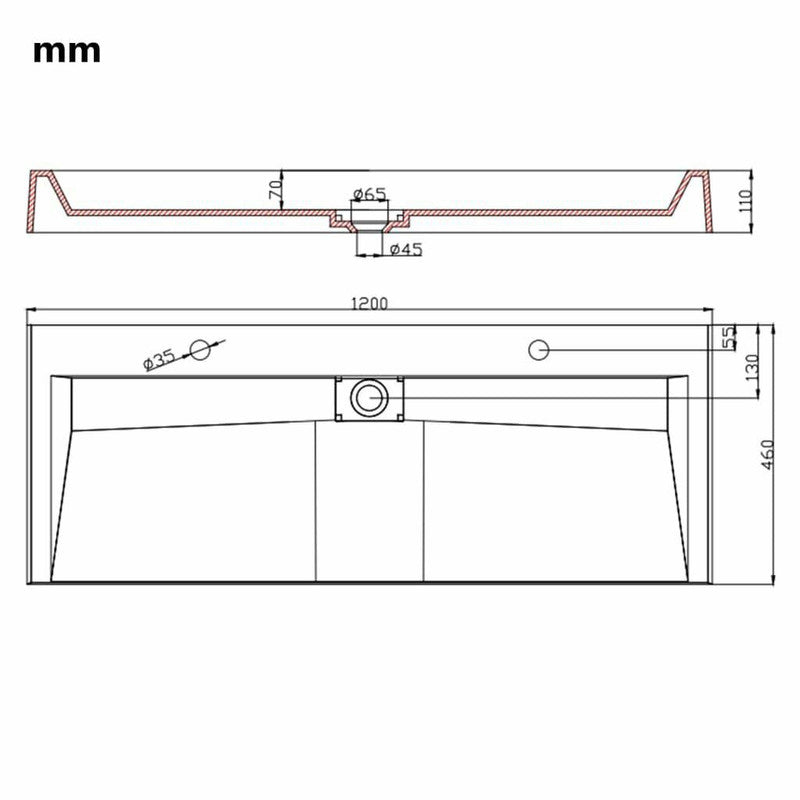 1200*460 mm Double Wall hung basin counter basin stone cast bathroom wash basin White