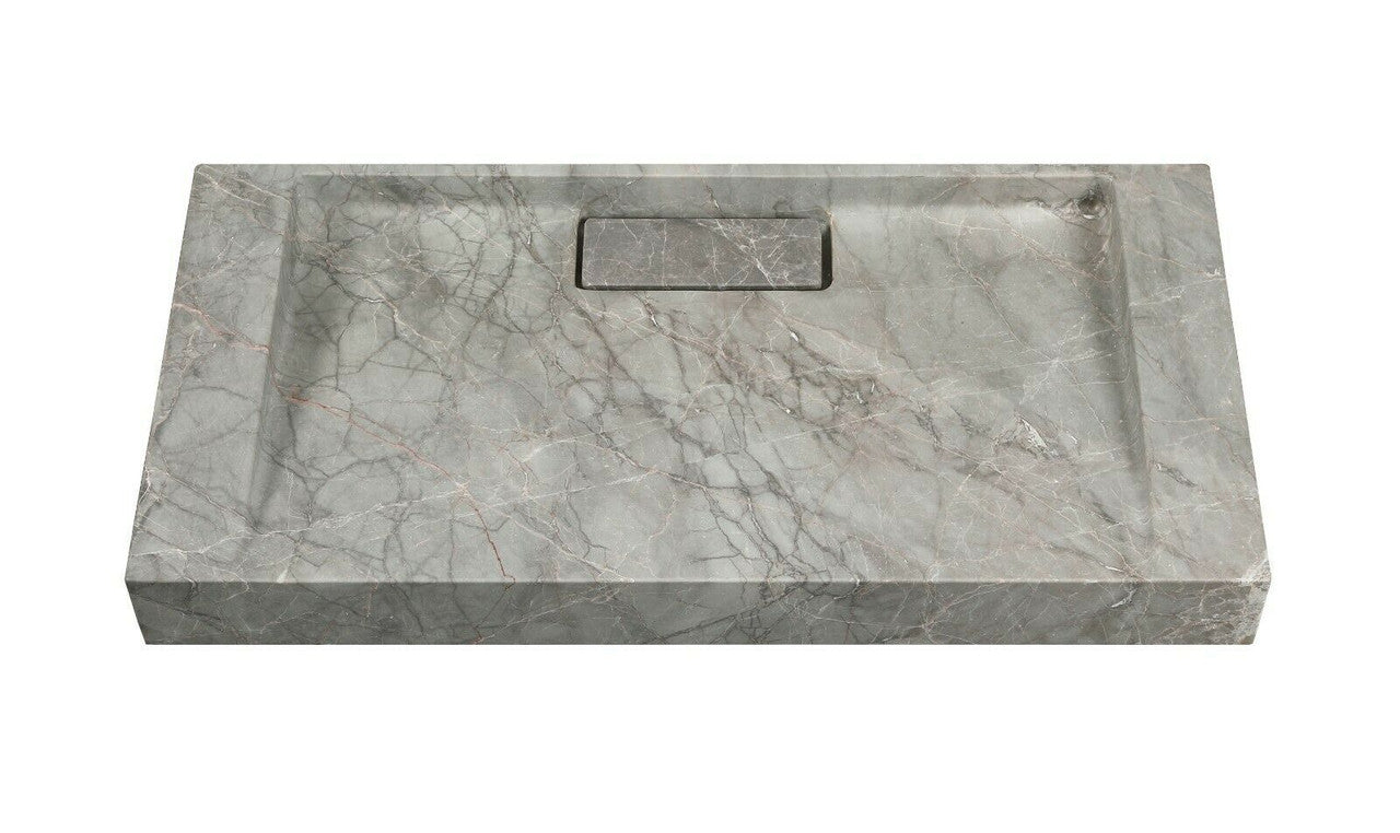 2023 Hand Crafted Marble Nature stone wash basin Hermes matt grey wall hung 470*320*60 mm