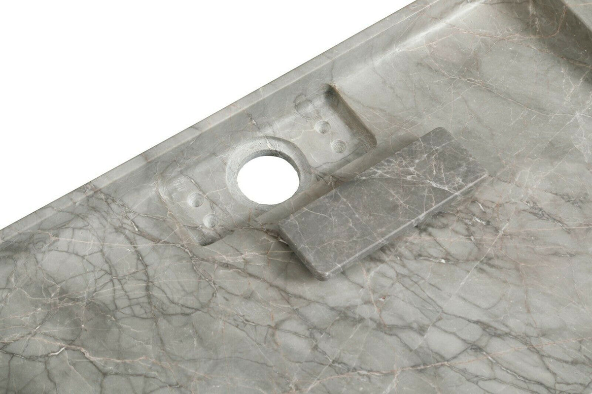 2023 Hand Crafted Marble Nature stone wash basin Hermes matt grey wall hung 470*320*60 mm