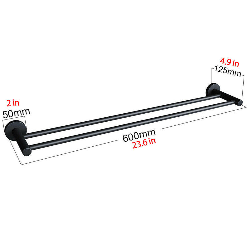 Luxurious Brushed Gold Stainless Steel 304 Towel Rack Rail - Double Bar 600mm