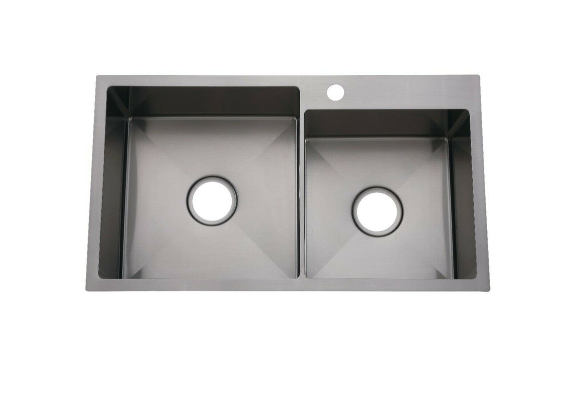 2023 Burnished Gunmetal stainless steel 304 double bowl kitchen sink with tap hole