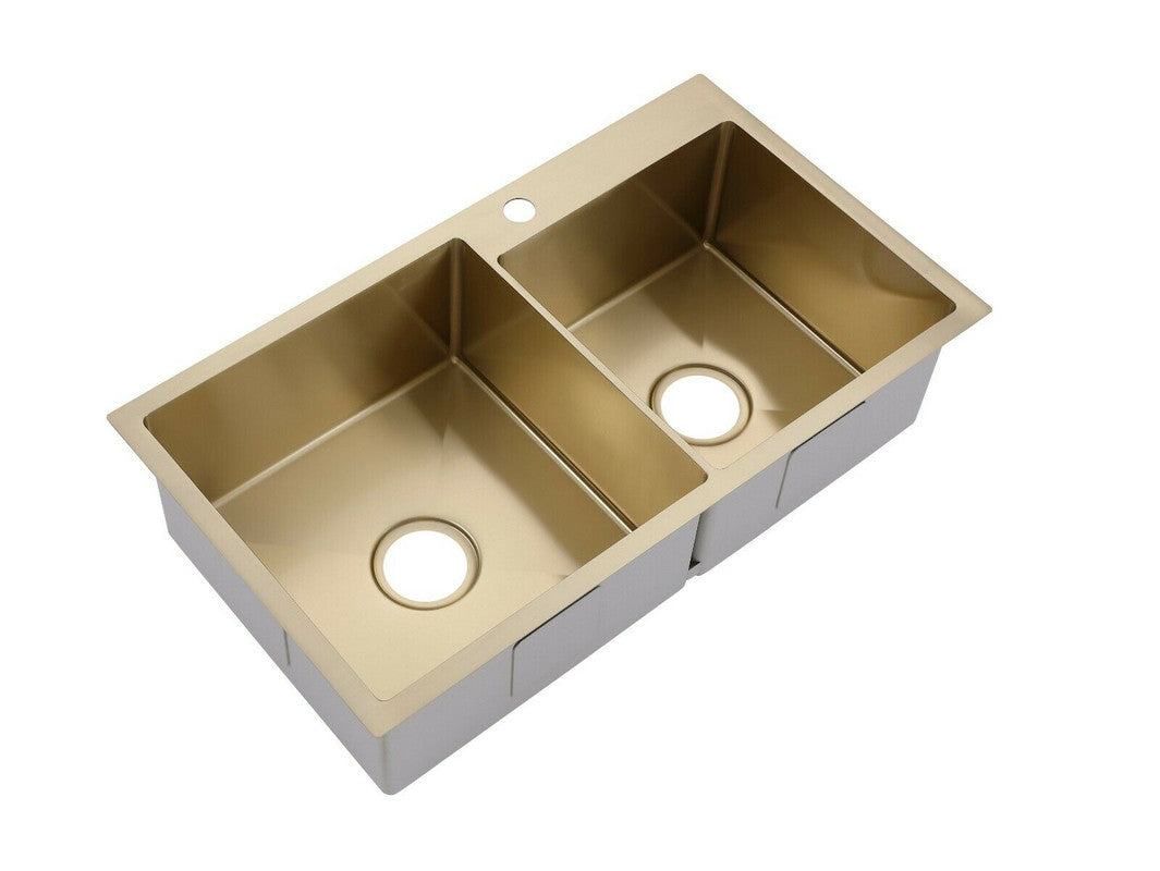 2022 Burnished brushed Brass gold Copper stainless steel 304 double bowl kitchen sink