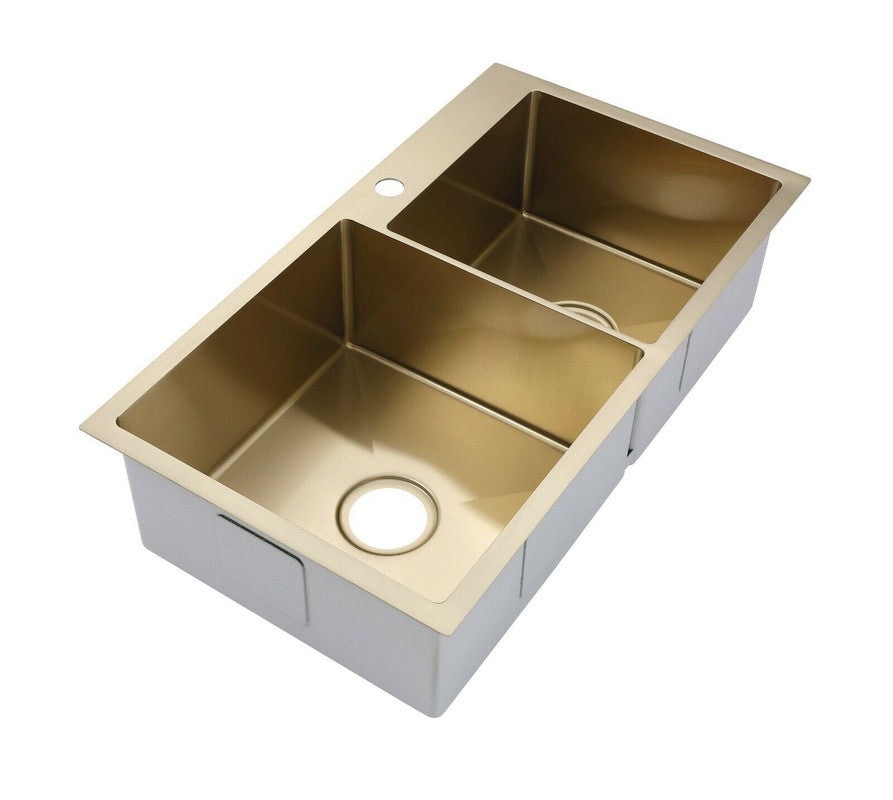 2022 Burnished brushed Brass gold Copper stainless steel 304 double bowl kitchen sink