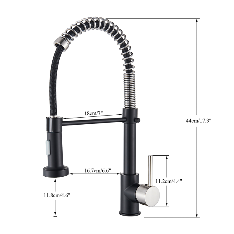 2022 Brushed Nickel pull out with spray function spring kitchen mixer tap faucet