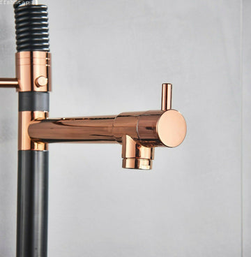 2023 Matte Black Rose Gold pull out with spray function spring kitchen mixer tap faucet Dual Outlets