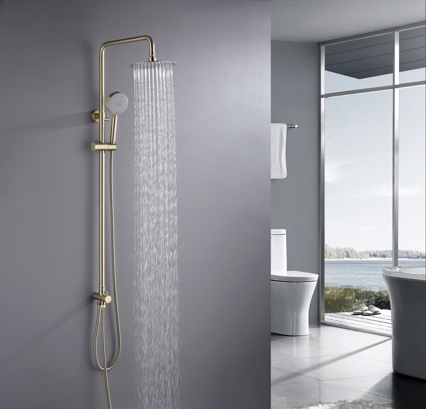 2023 Brushed Brass Gold Stainless Steel 304 made shower set with diverter 200 mm head sprayer hand held head