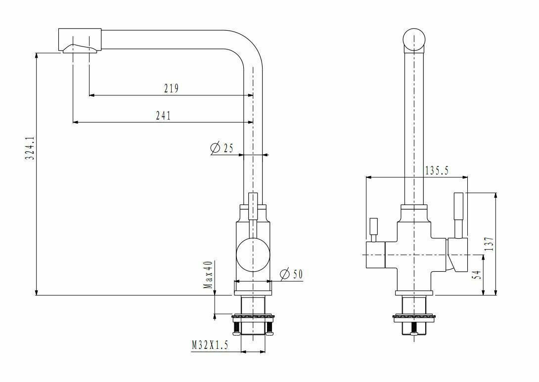 2023 Brushed Gunmetal 3 Way Pure drinking filter Kitchen tap stainless steel PVD plated