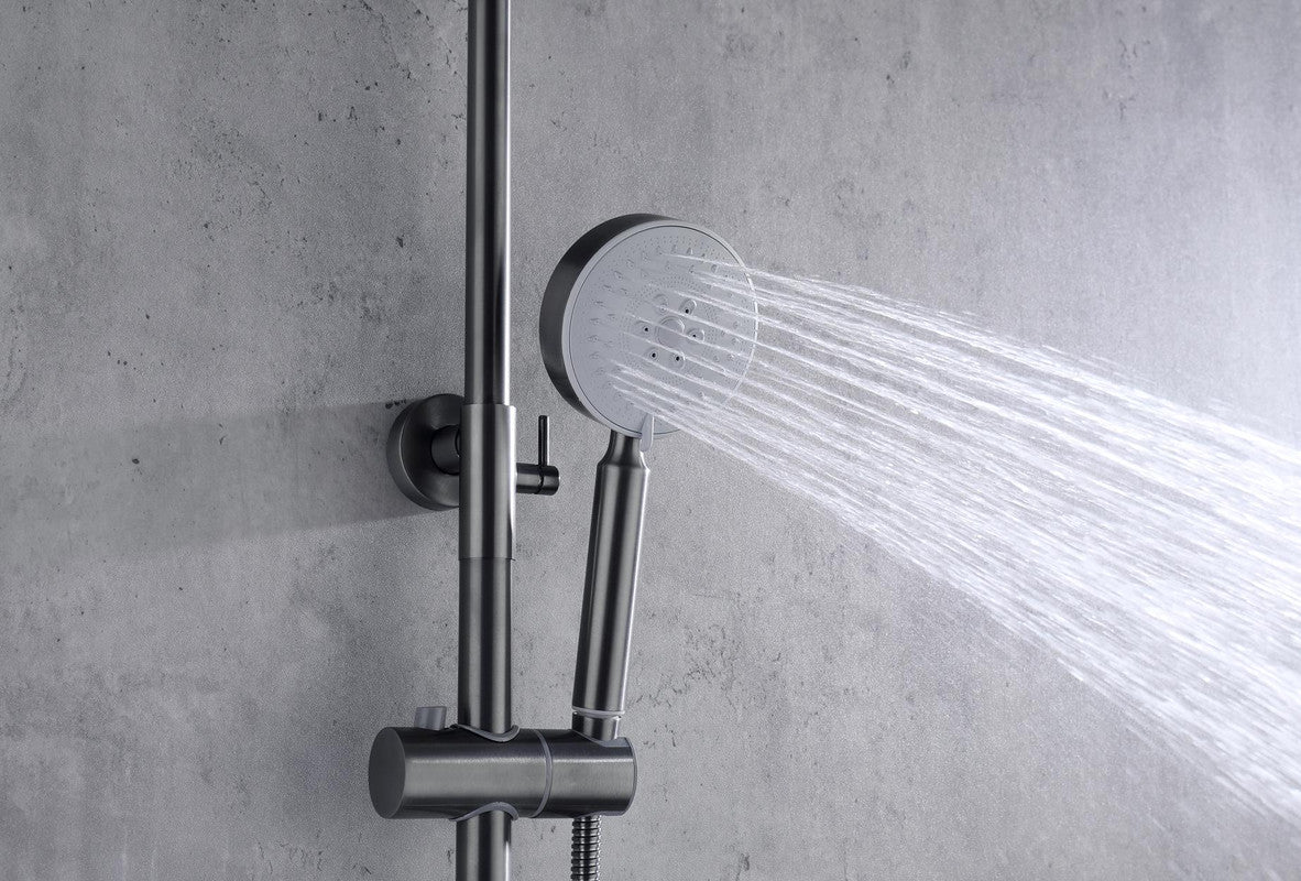 2023 Brushed Gunmetal Solid Stainless Steel 304 made shower set w diverter 200 mm head sprayer hand held head