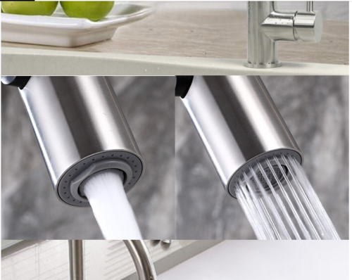 2023 Brushed Nickel Stainless steel pull out with spray function spring kitchen mixer tap faucet stainless steel made