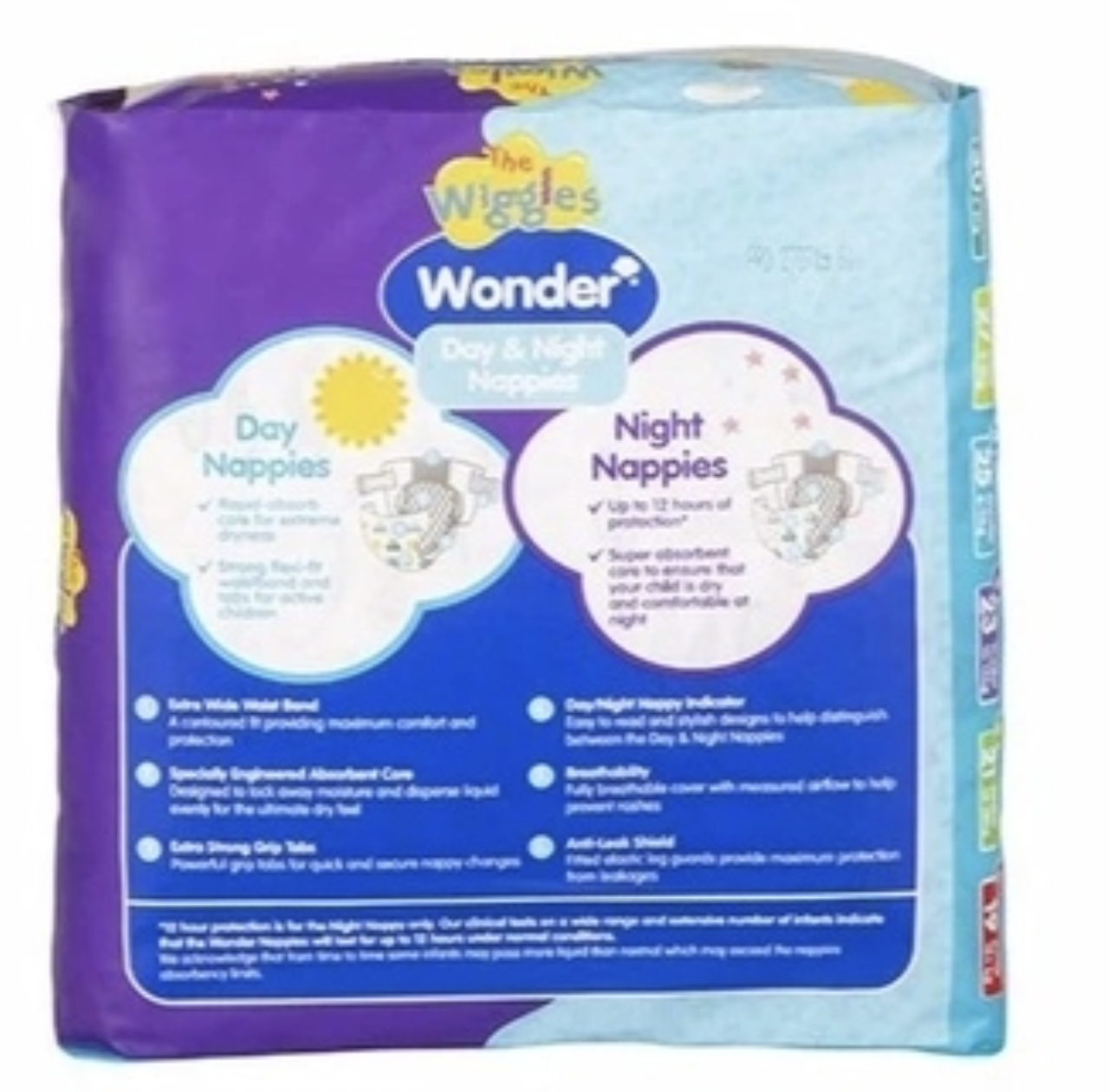 1 Pack 19pcs The Wiggles Wonder Nappies Day & Night Junior 16+kg - Size 6