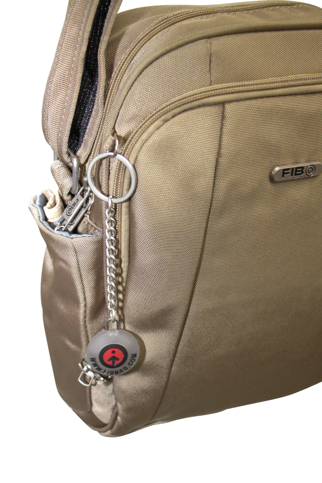 FIB Mens Tablet Crossover Travel Wallet Crossbody Shoulder Bag - Sand