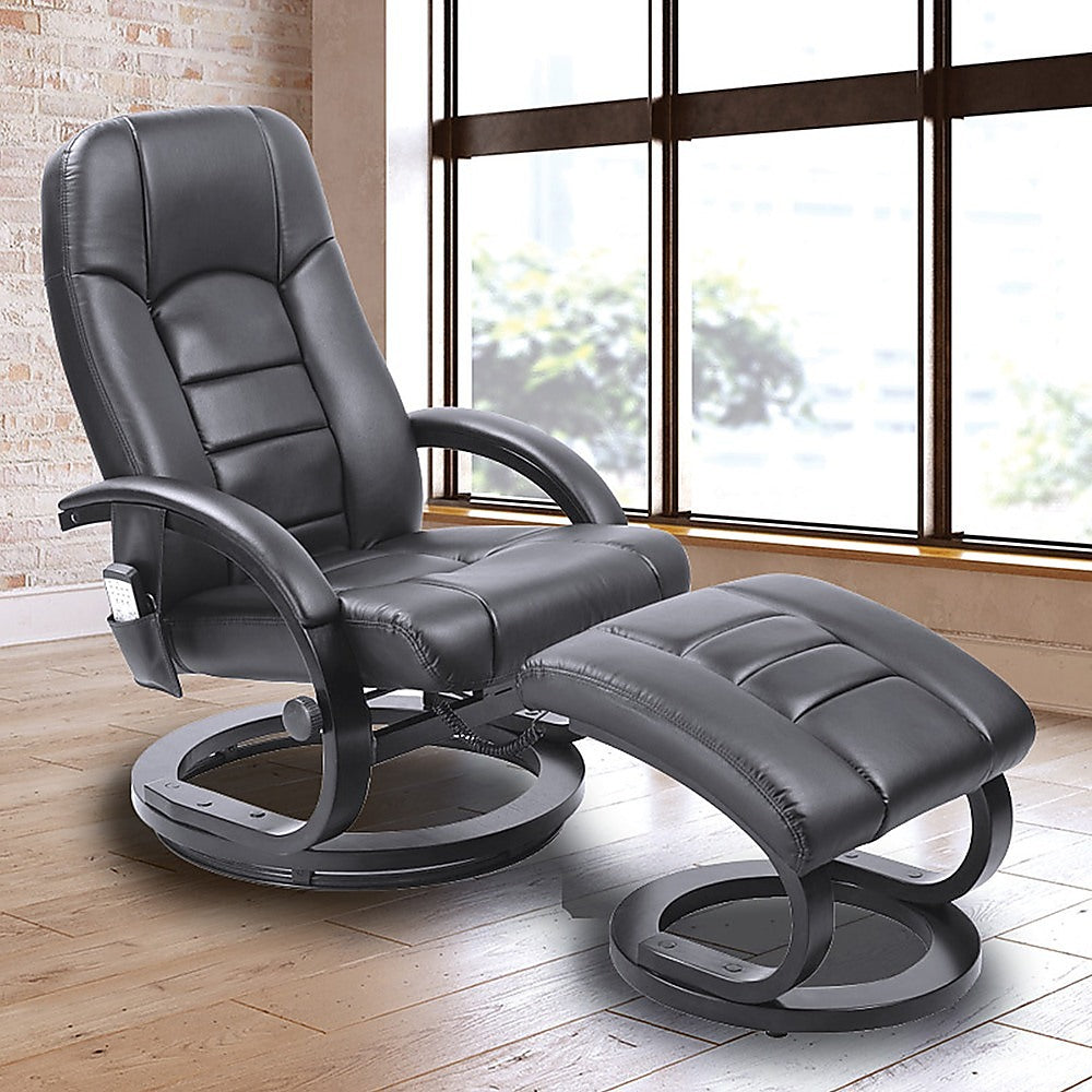 PU Leather Massage Chair Recliner Ottoman Lounge Remote