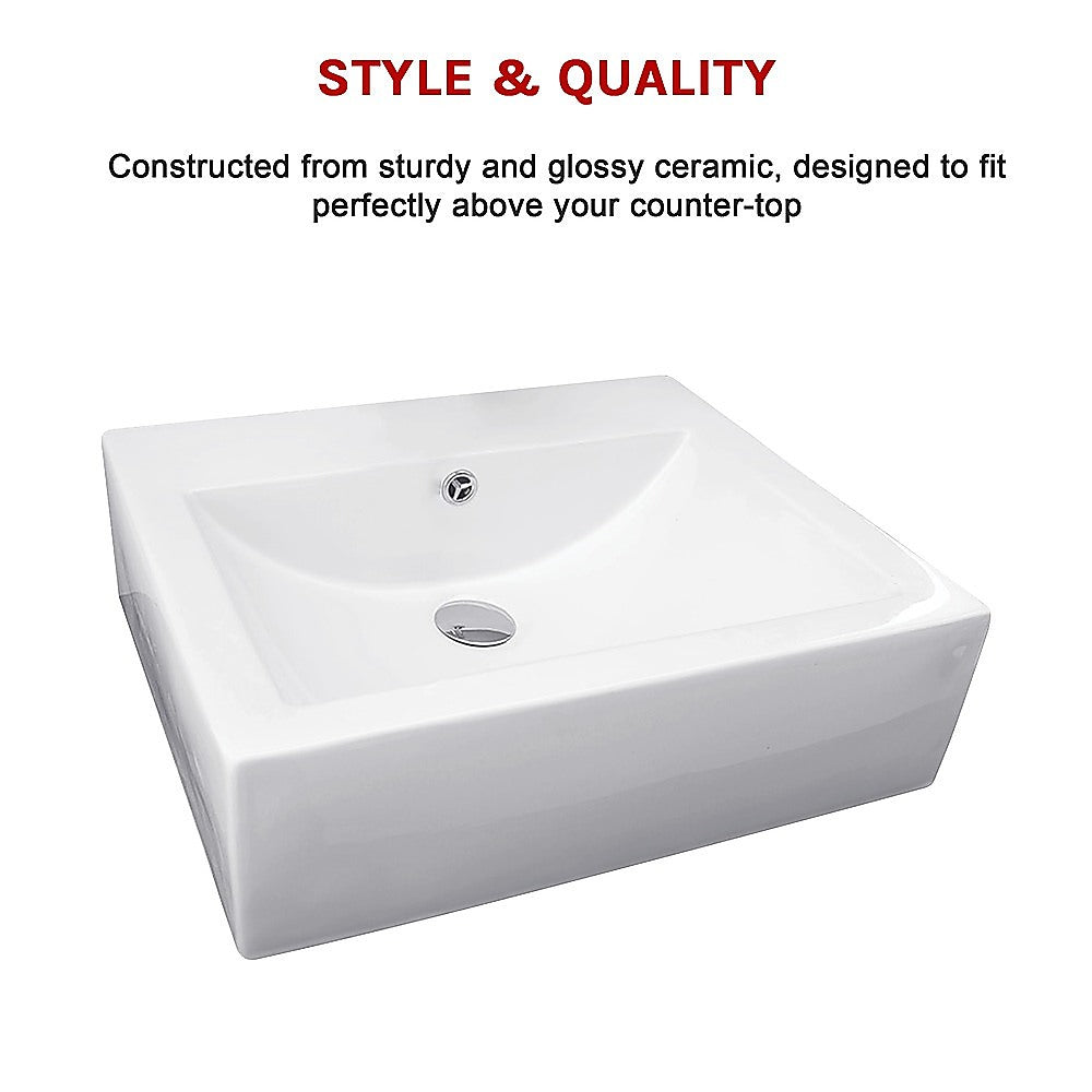 Ceramic Rectangular Above Countertop Basin for Vanity