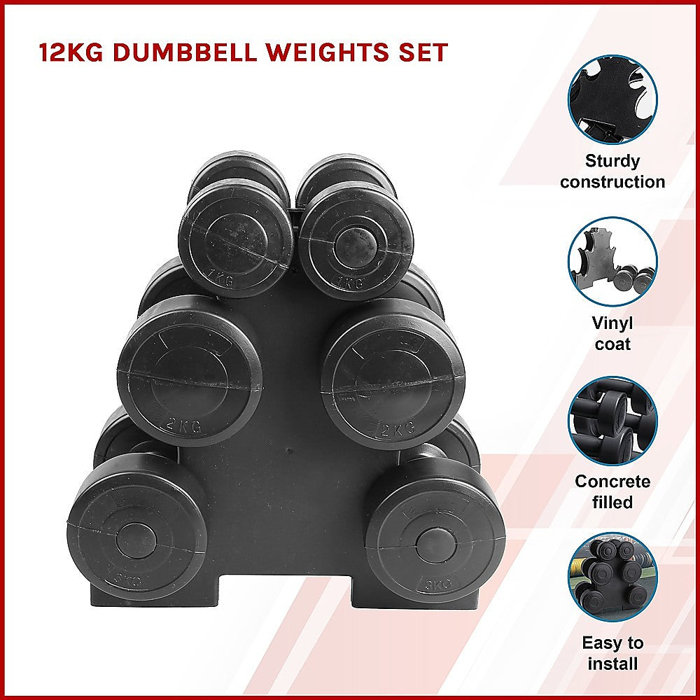 12kg Dumbbell Weights Set