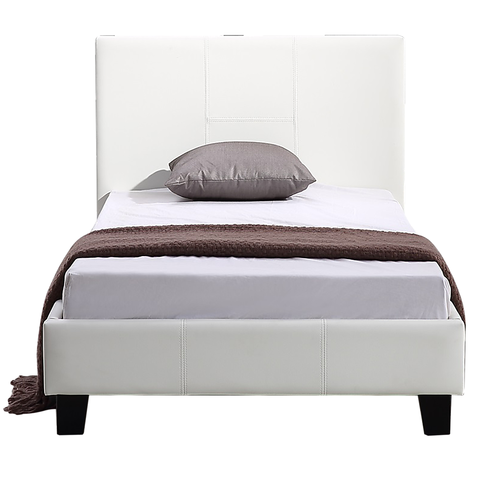 Single PU Leather Bed Frame White