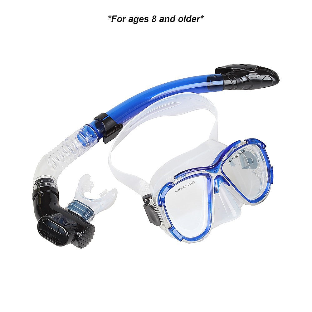 Adult Snorkeling Swimming Diving Mask & Snorkel - Quality Tempered Glass