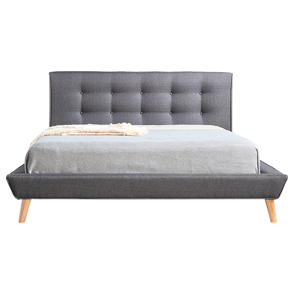 Queen Linen Fabric Deluxe Bed Frame Grey