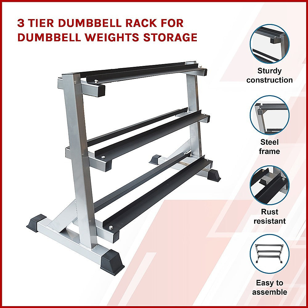 3 Tier Dumbbell Rack for Dumbbell Weights Storage