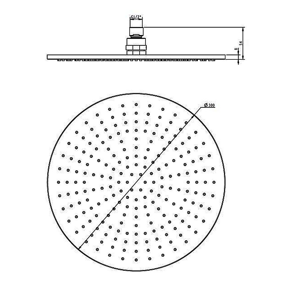 300mm Brass Shower Head Round Chrome Showerhead